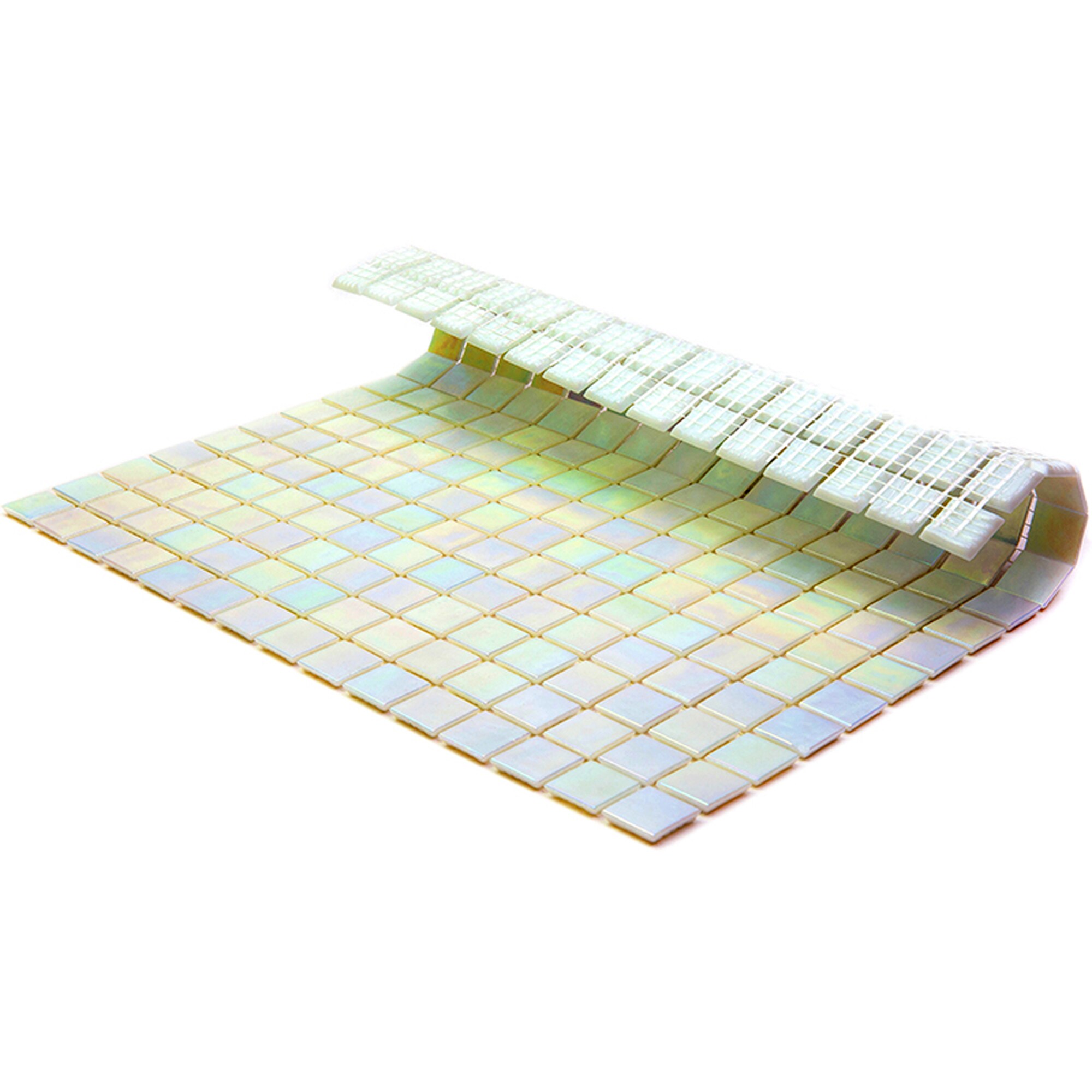 Nacreous 12" x 12" Iridescent White Glass Mosaic Tile