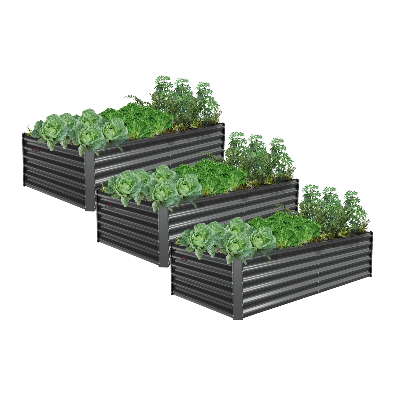 Runesay GARBED-13 36-in W x 72-in L x 18-in H Gray Galvanized Metal Raised Garden Bed