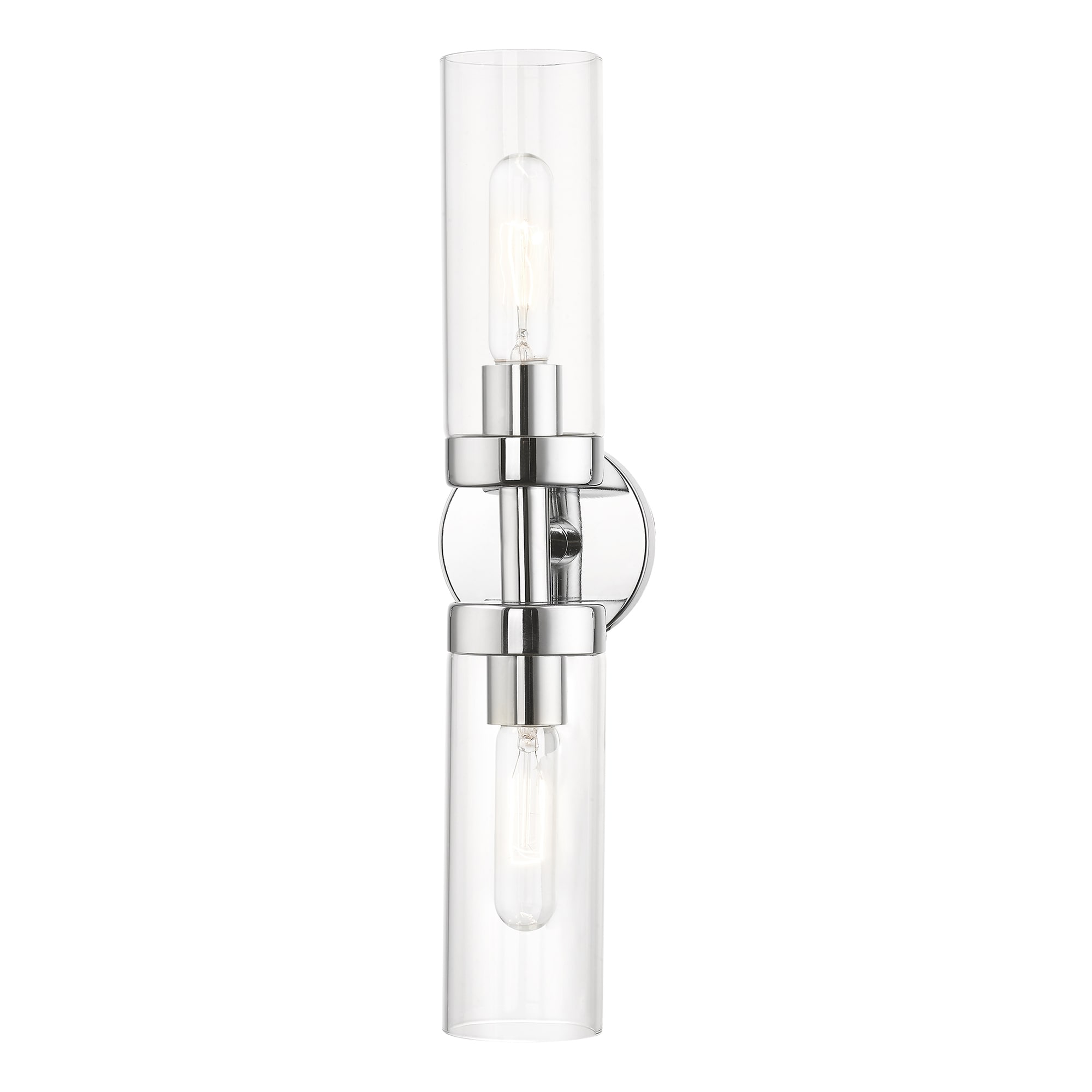 Ludlow Polished Chrome 2-Light Vanity with Clear Glass Shades