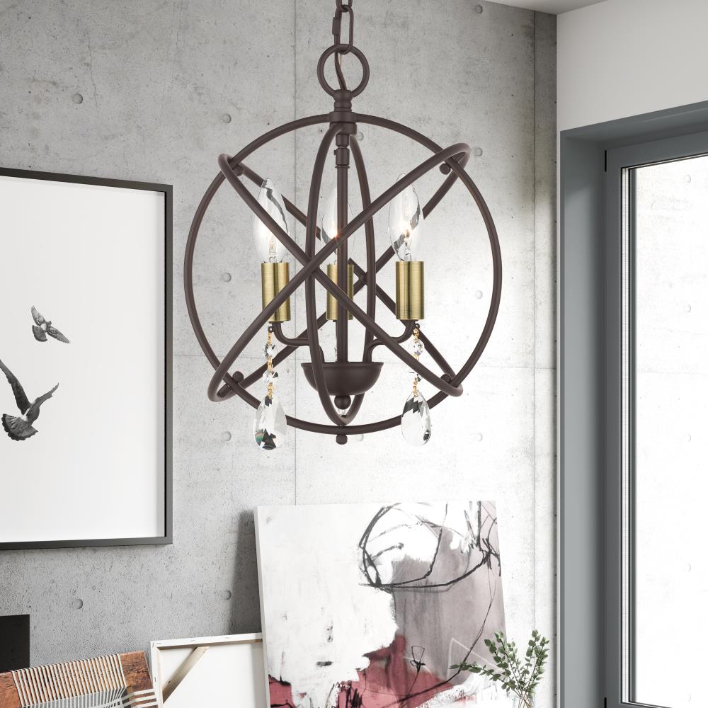 Bronze Mini Plug-in Crystal Candle Chandelier