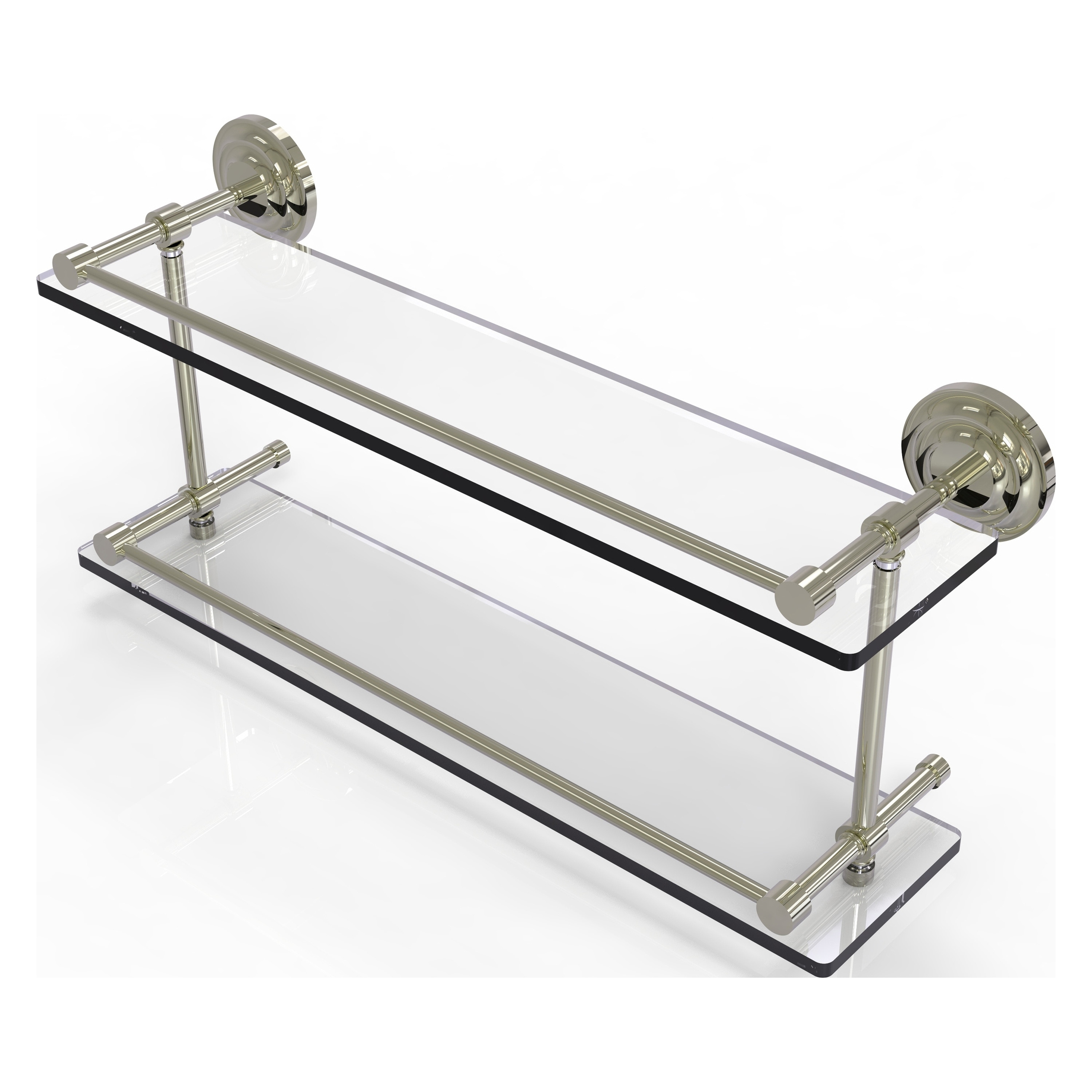 Allied Brass QN-2/22-GAL-PNI Que New Polished Nickel 2 -Tier Wall mount Bathroom Shelf ( 22-in x 8-in x 5-in )