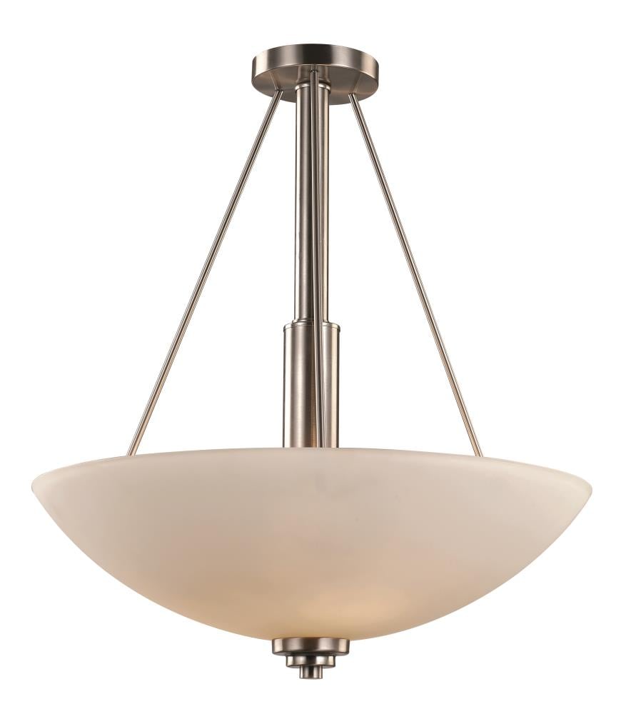 Lucid Lighting 70528-1 BN 3 -Light Brushed Nickel Modern/contemporary Frosted glass Dome Medium Hanging Pendant light