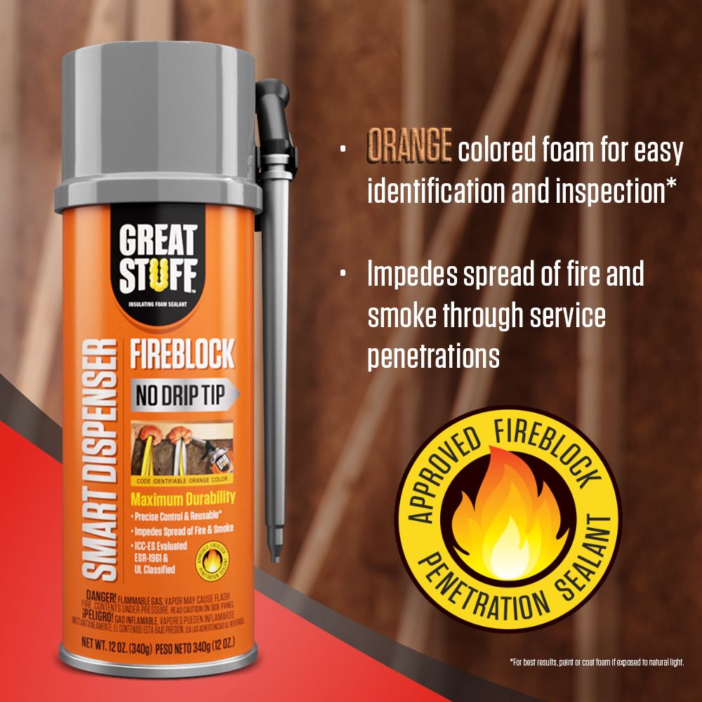 GREAT STUFF Fireblock 12 oz Straw Indoor/Outdoor Spray Foam Insulation at