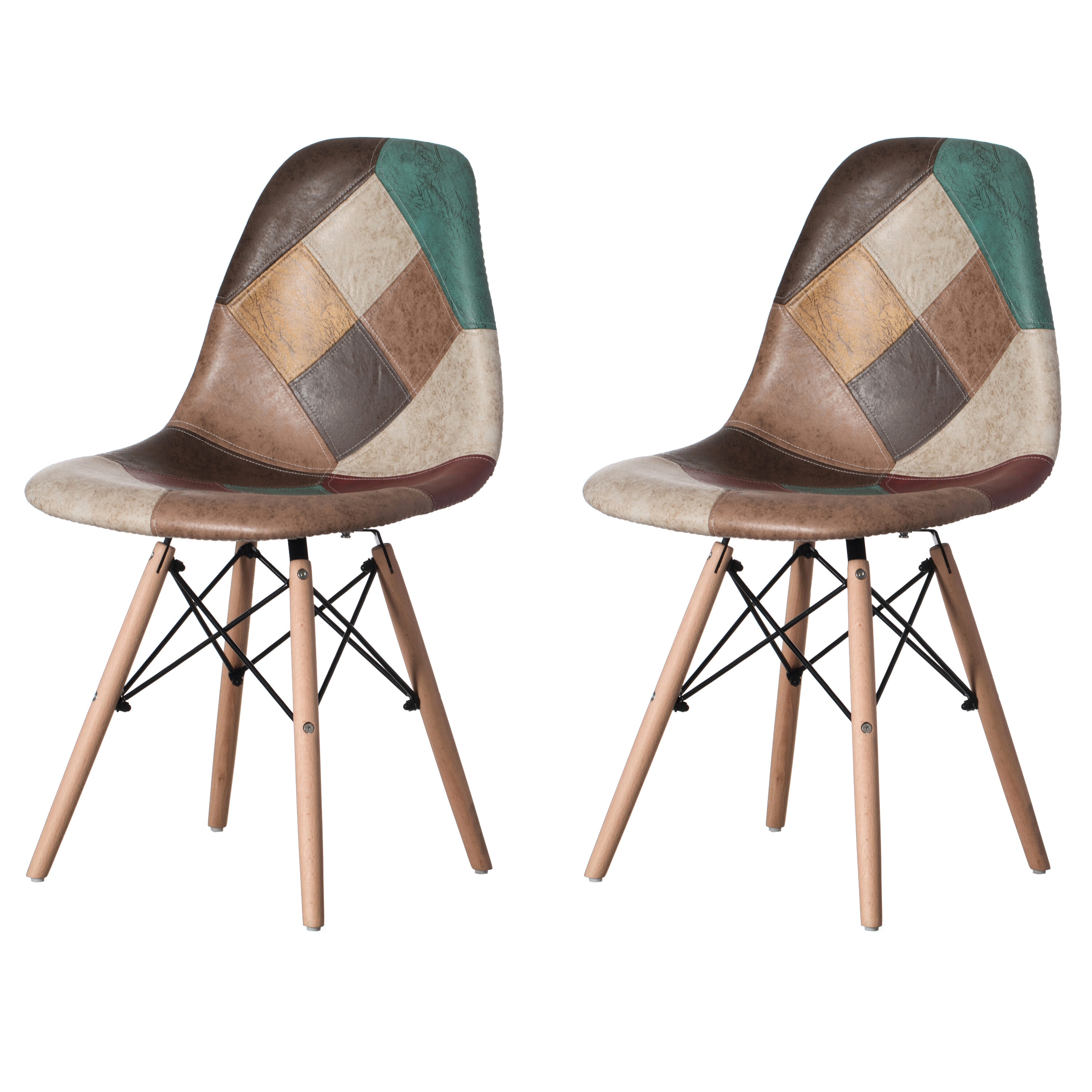 FABULAXE QI004326.2 Set of 2 Contemporary/Modern Upholstered Dining Side Chair (Wood Frame)