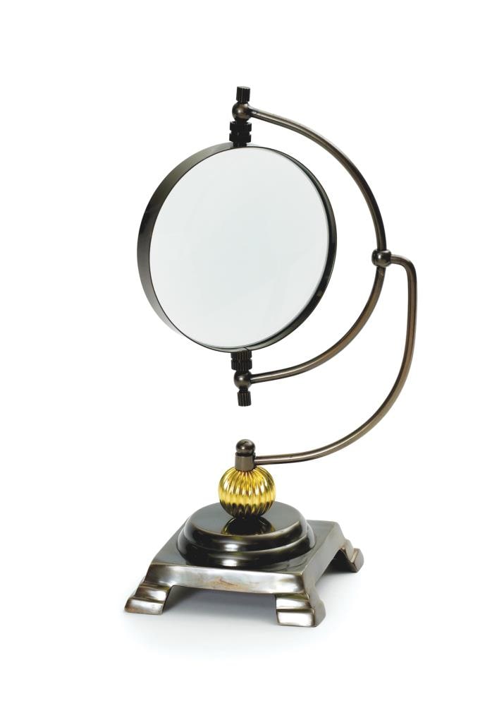 Hands Free Magnifier Magnifying Glass w/ Bronzed Wood Stand