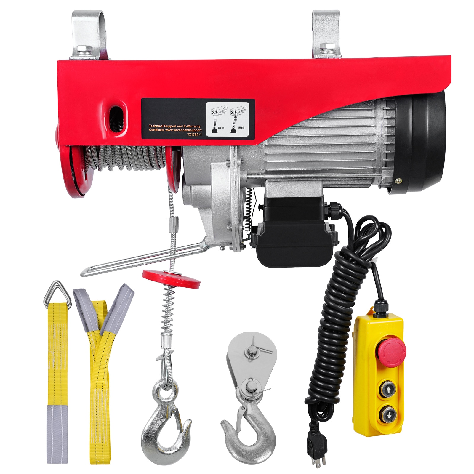 VEVOR SCDDGSSHLYXY02425V1 Electric Hoist 1760lbs with 14ft Wired Remote Control  Electric Hoist 110 Volt with 40ft Single Cable Lifting Height and Pure Copper Motor  for Garage Warehouse Factory