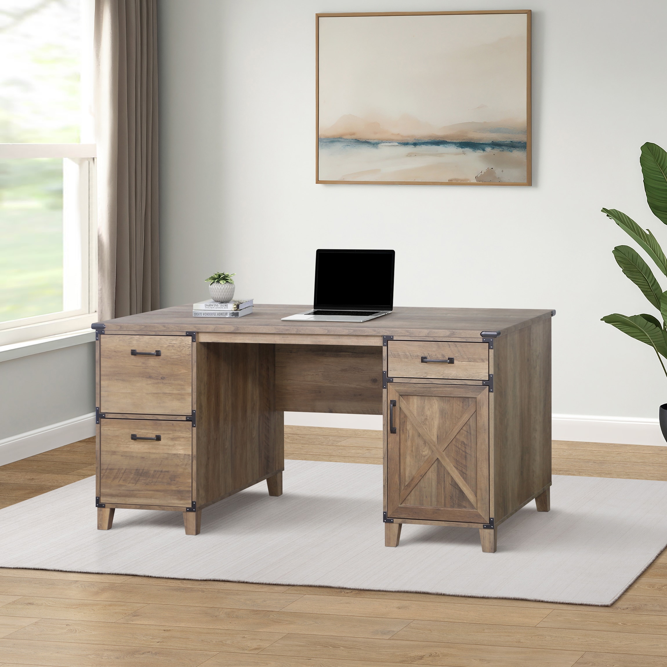 Saint Birch SBOF1801EDRO Oxford 59.4-in Brown Casual Writing desk