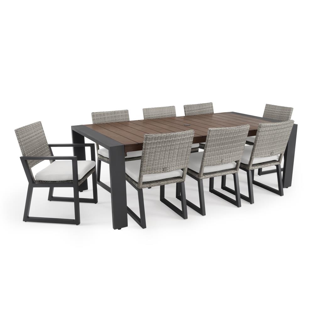 RST Brands Milo 9-Piece Off-white Wicker Patio Dining Set with Off