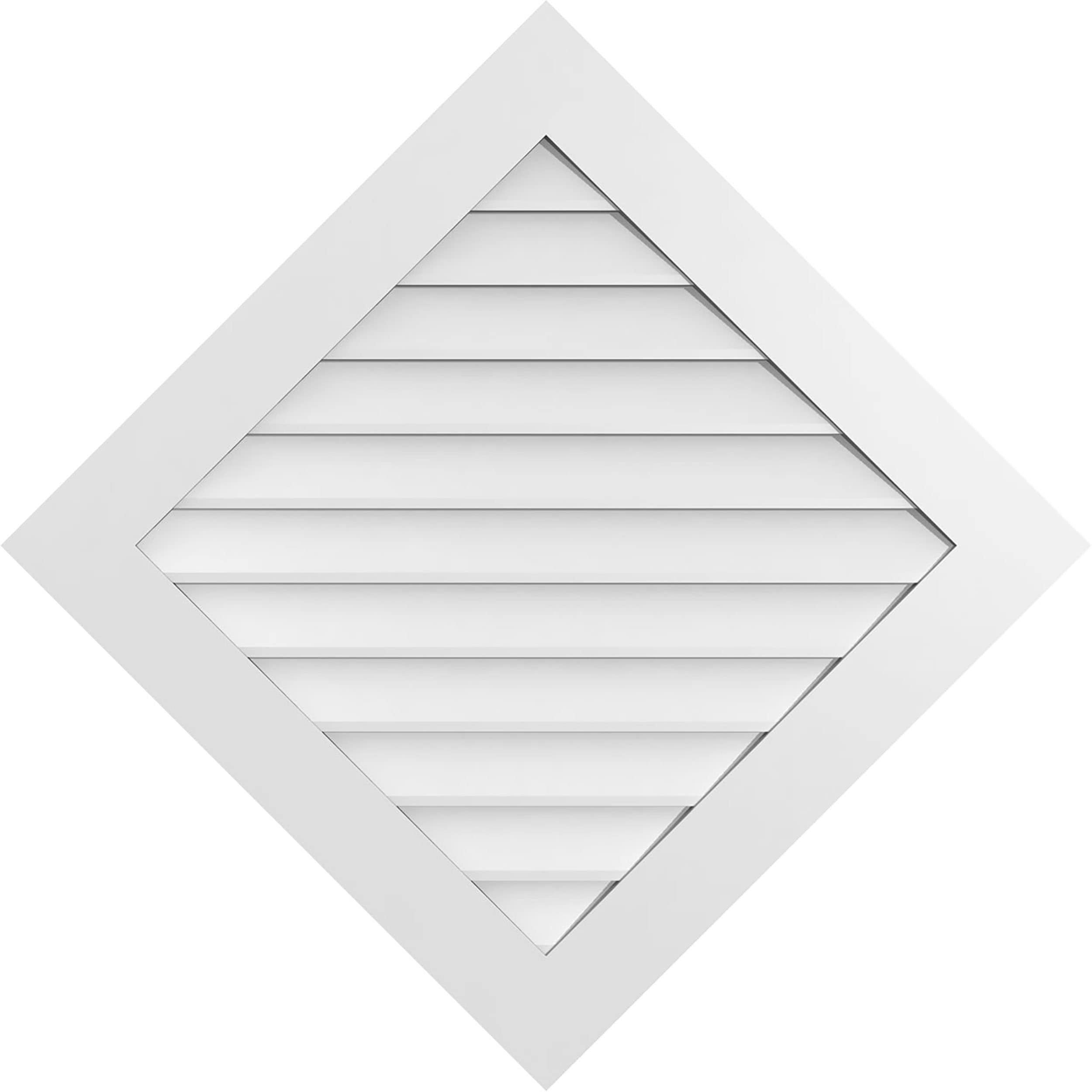 Ekena Millwork GVPDI40X4001SF 40-Inches x 40-Inches Off-white Diamond PVC Gable Louver Vent