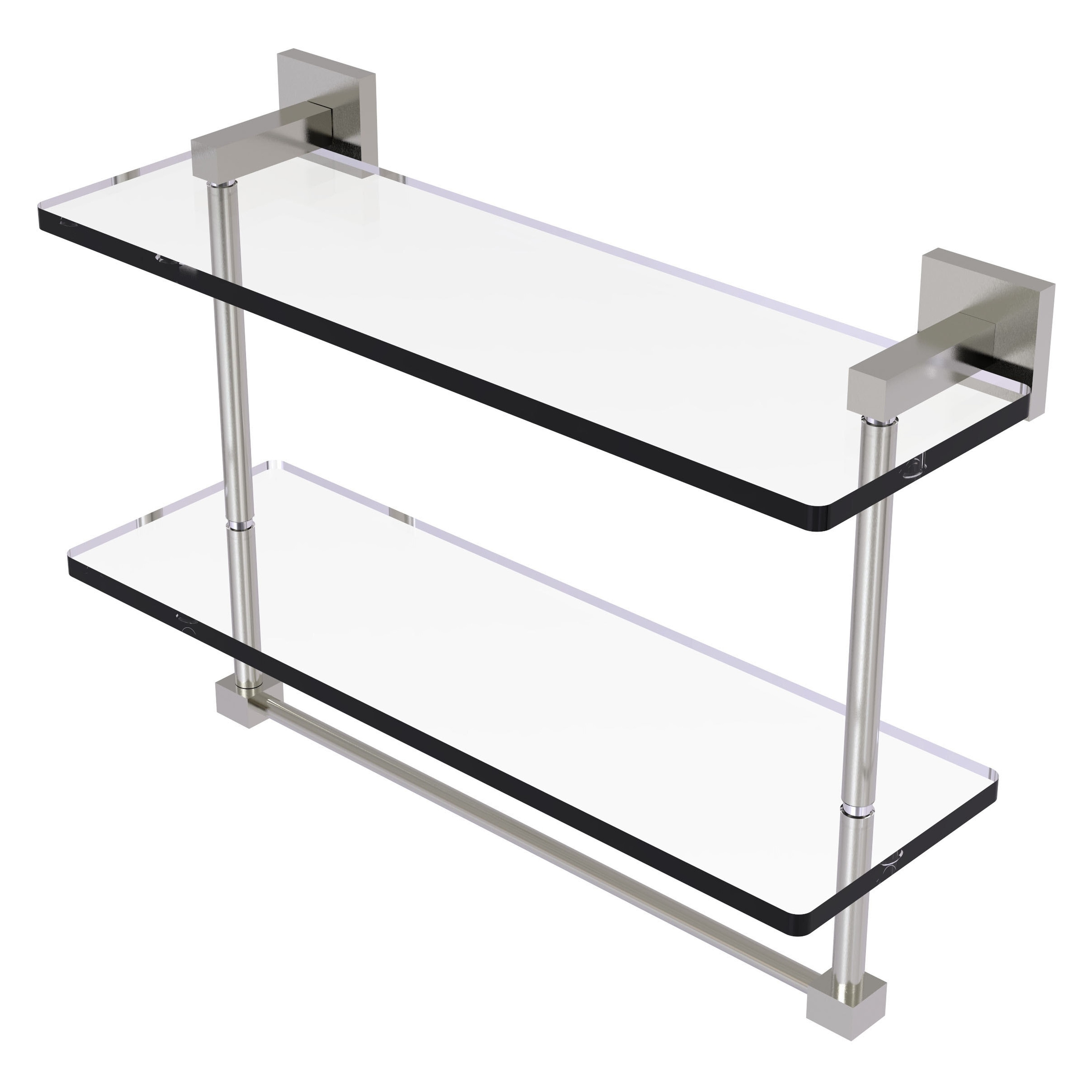 Allied Brass MT-2-16TB-SN Montero Satin Nickel 2 -Tier Wall mount Bathroom Shelf ( 16-in x 11.7-in x 5-in )