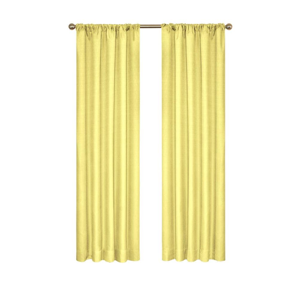Eclipse 10707042X095LMN 95-Inches Lemon Blackout Rod pocket Single curtain panel