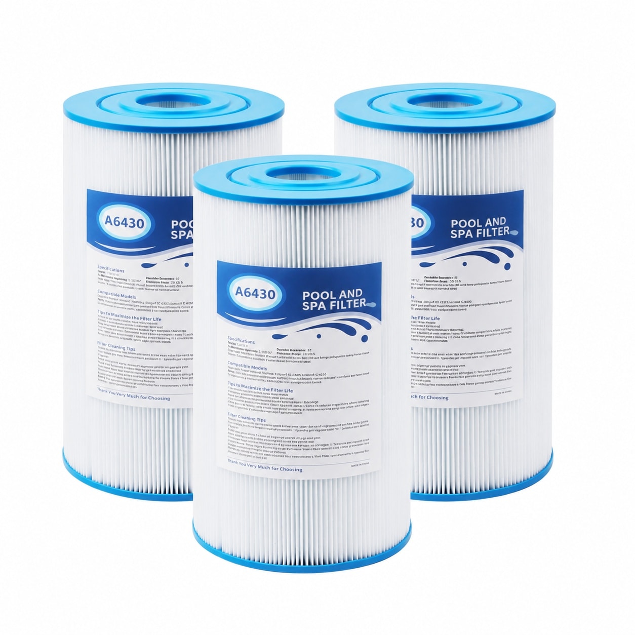 Aoibox  3 Pack 30 sq ft Spa Replacement Filter Cartridge 10 5 in Length 6 in OD Top Bottom Openings for Hot Tub