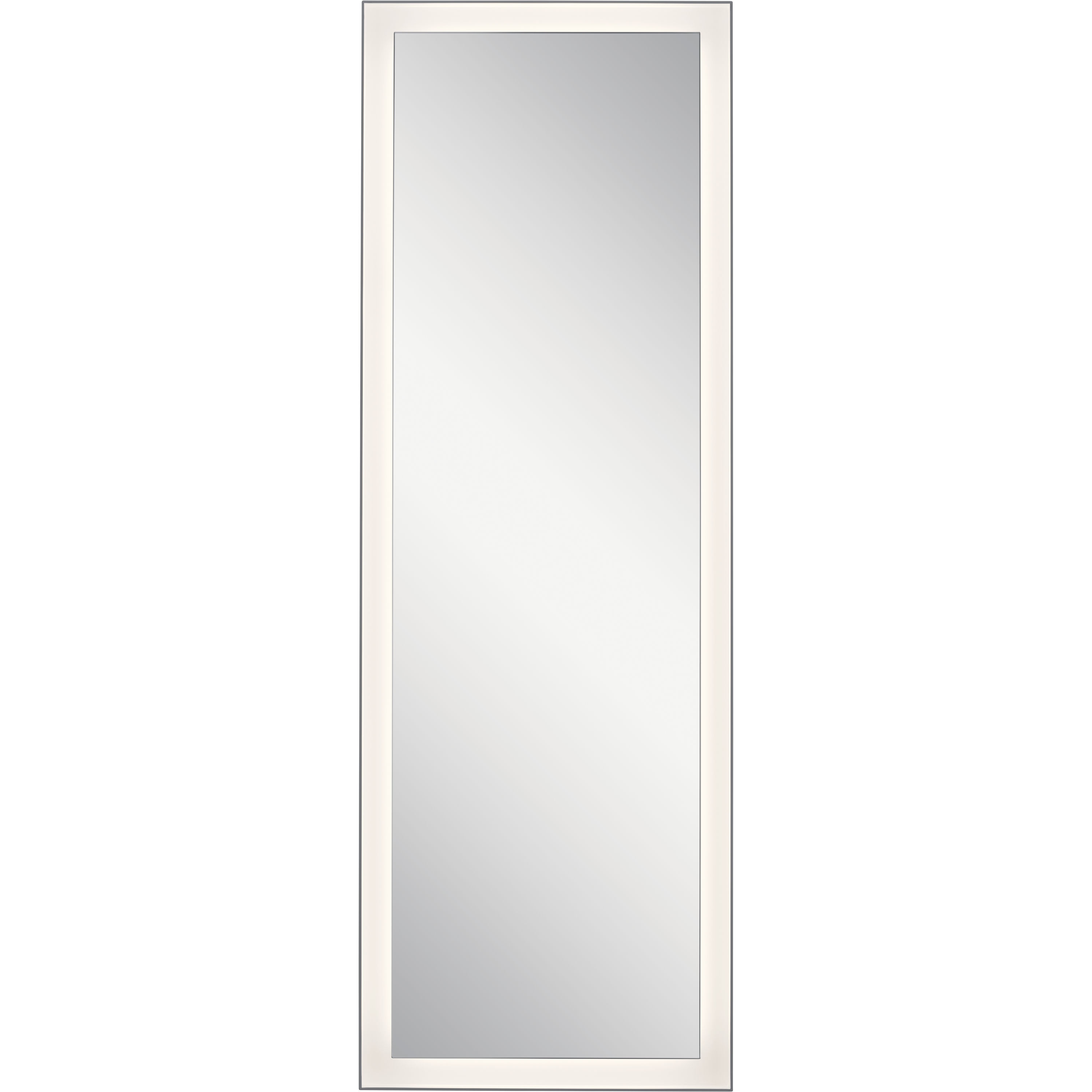 Sleek Matte Silver 59" LED Vanity Bathroom Mirror with Frosted Acrylic