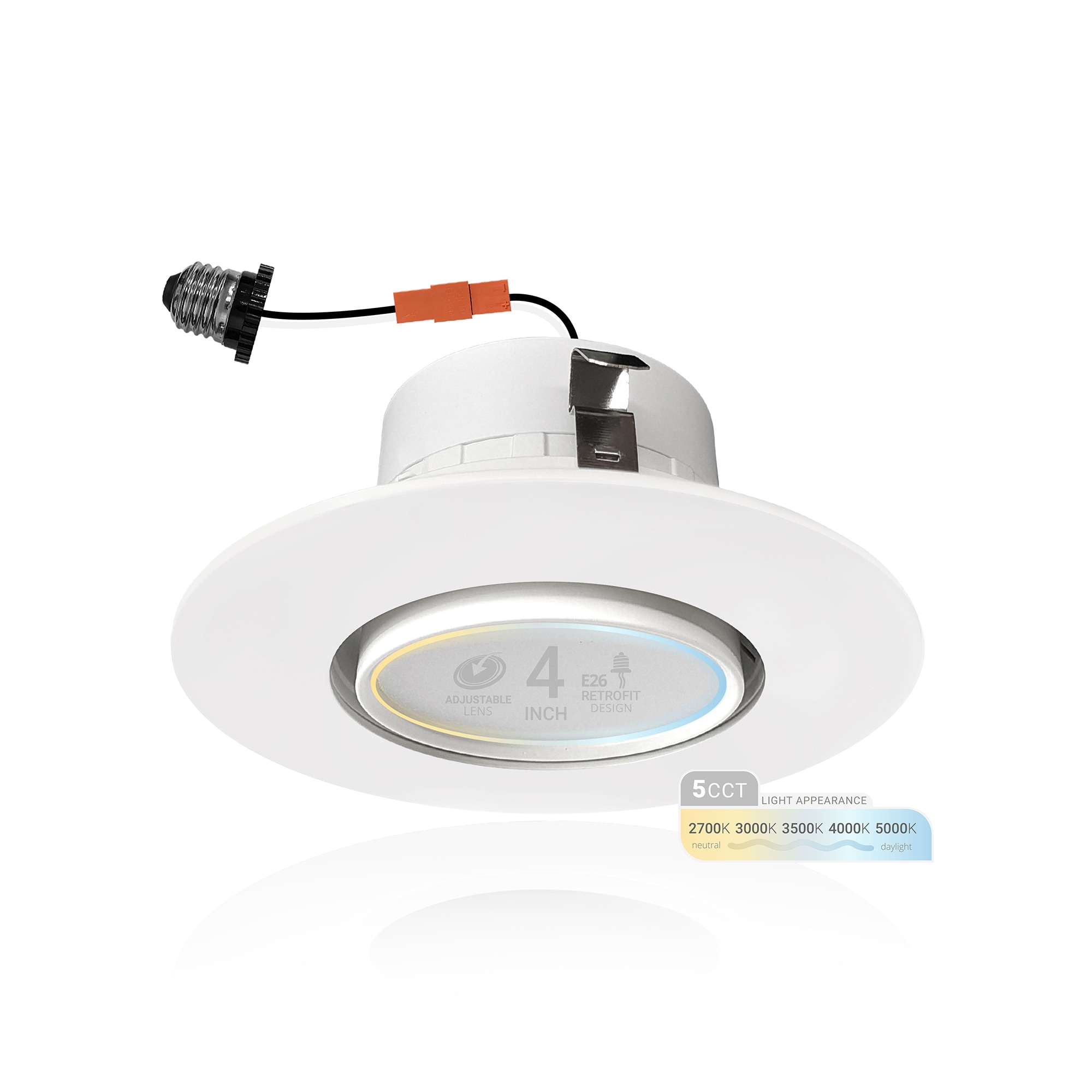 White Aluminum 4 Inch LED Recessed Gimbal Downlight, 6 Pack