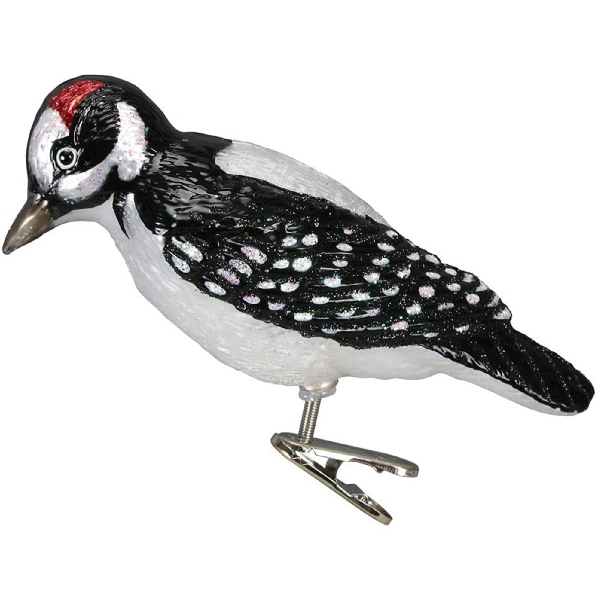 Old World Christmas 729343180391 Blown Glass Clip-On Ornament for Christmas Tree - Hairy Woodpecker
