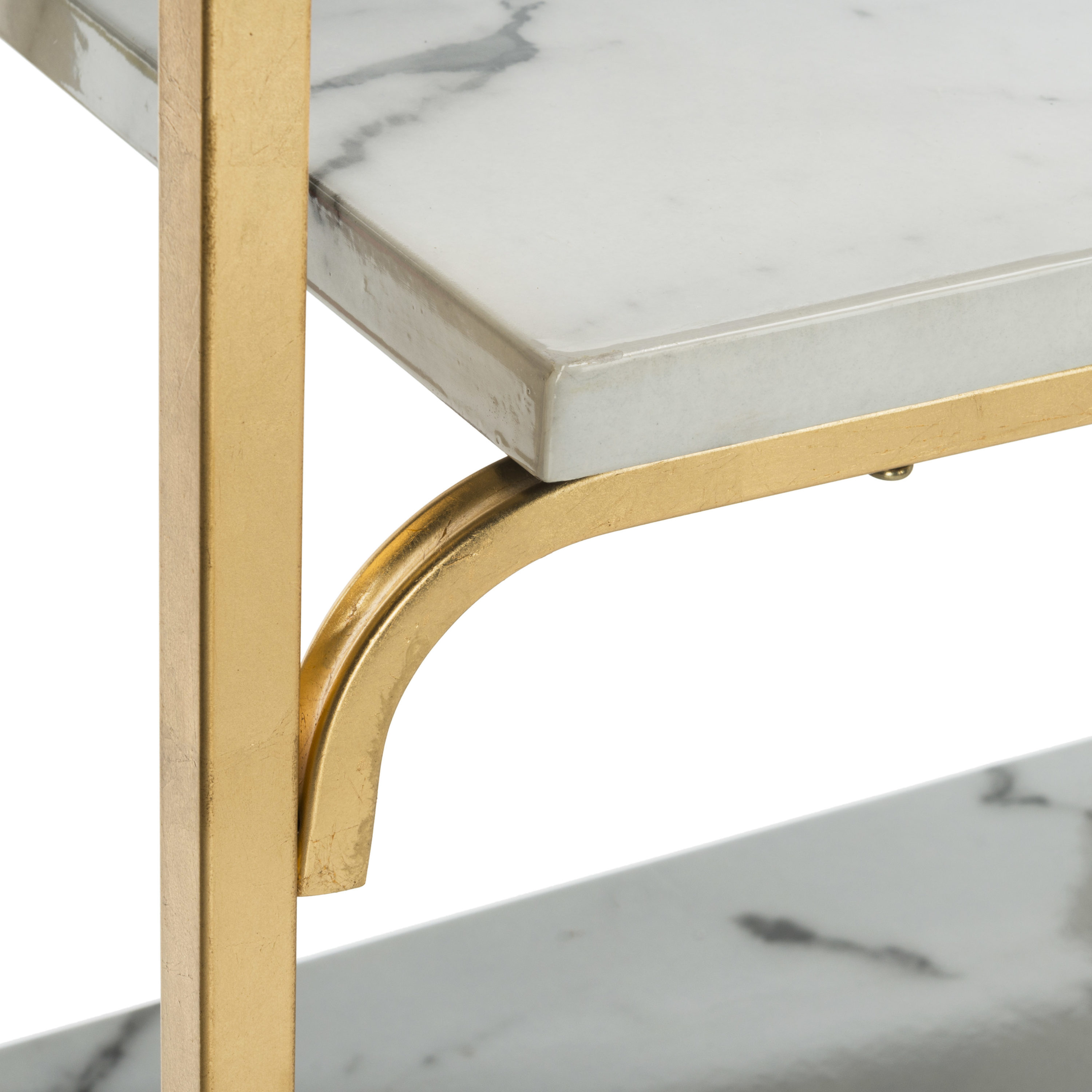 Transitional Gold & White Marble Veneer 4-Tier Etagere
