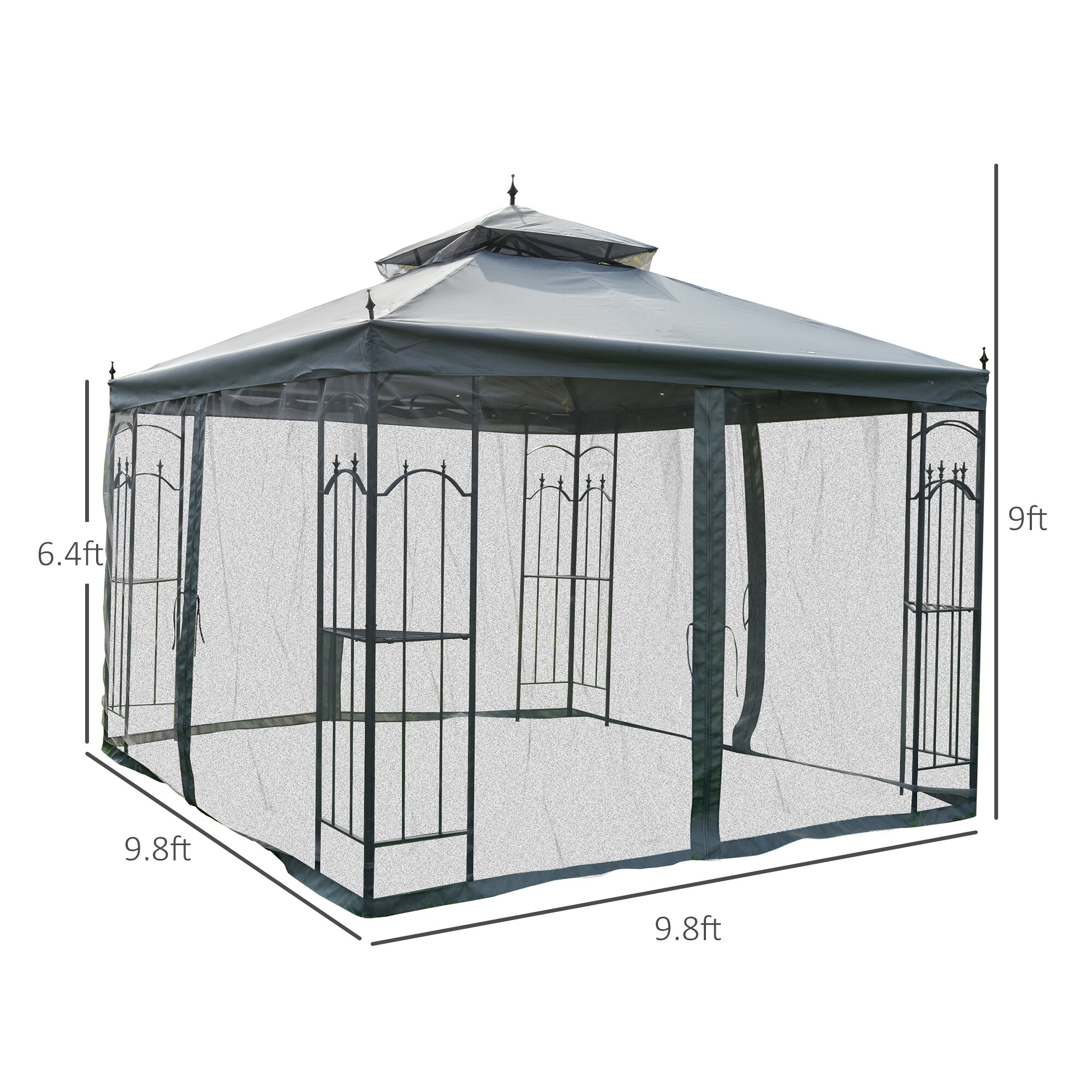 Outsunny 84C-028GY Wood-Resin-Gazebos - View #3