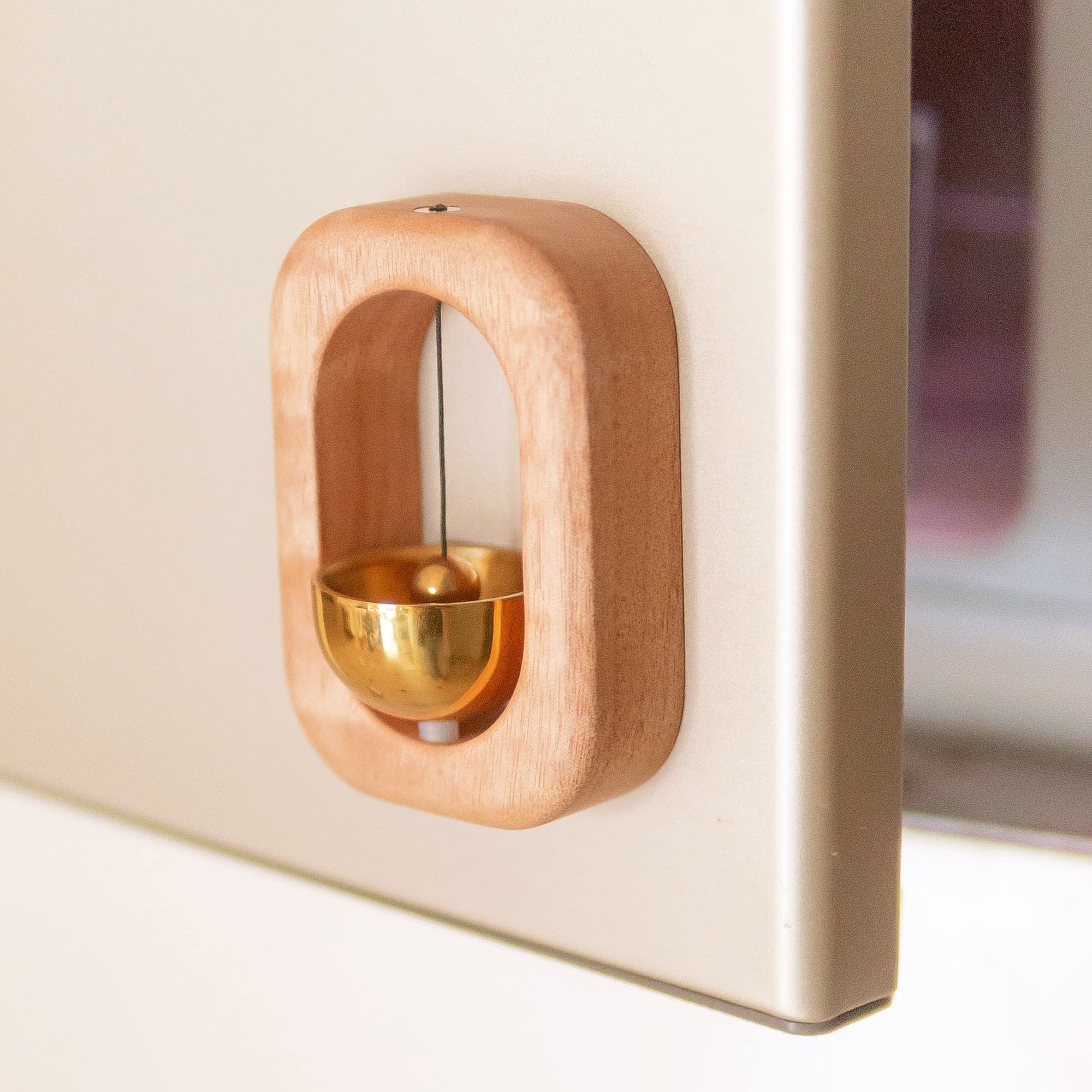 Oyezvary  Magnetic Doorbell Chime for Entry Business or Home Mahogany Walnut and Brass Bell Decorative Ornament for Metal Surfaces Easy Install
