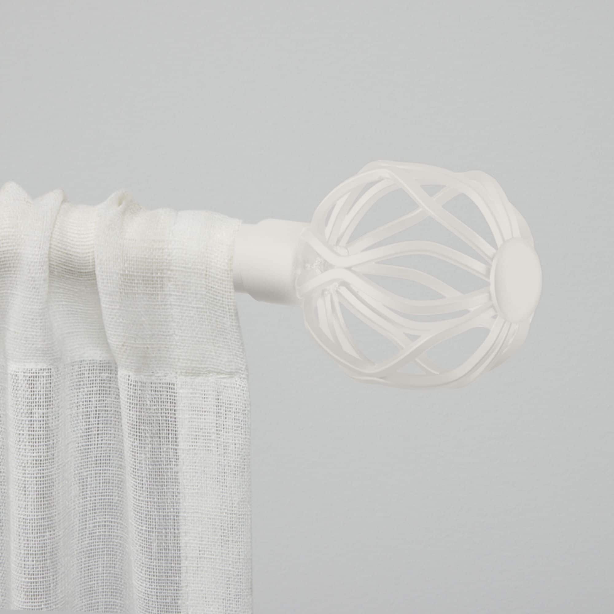 Exclusive Home ER1012-04-66120 Ogee 66-in to 120-in Matte white Iron Single curtain rod with Finials