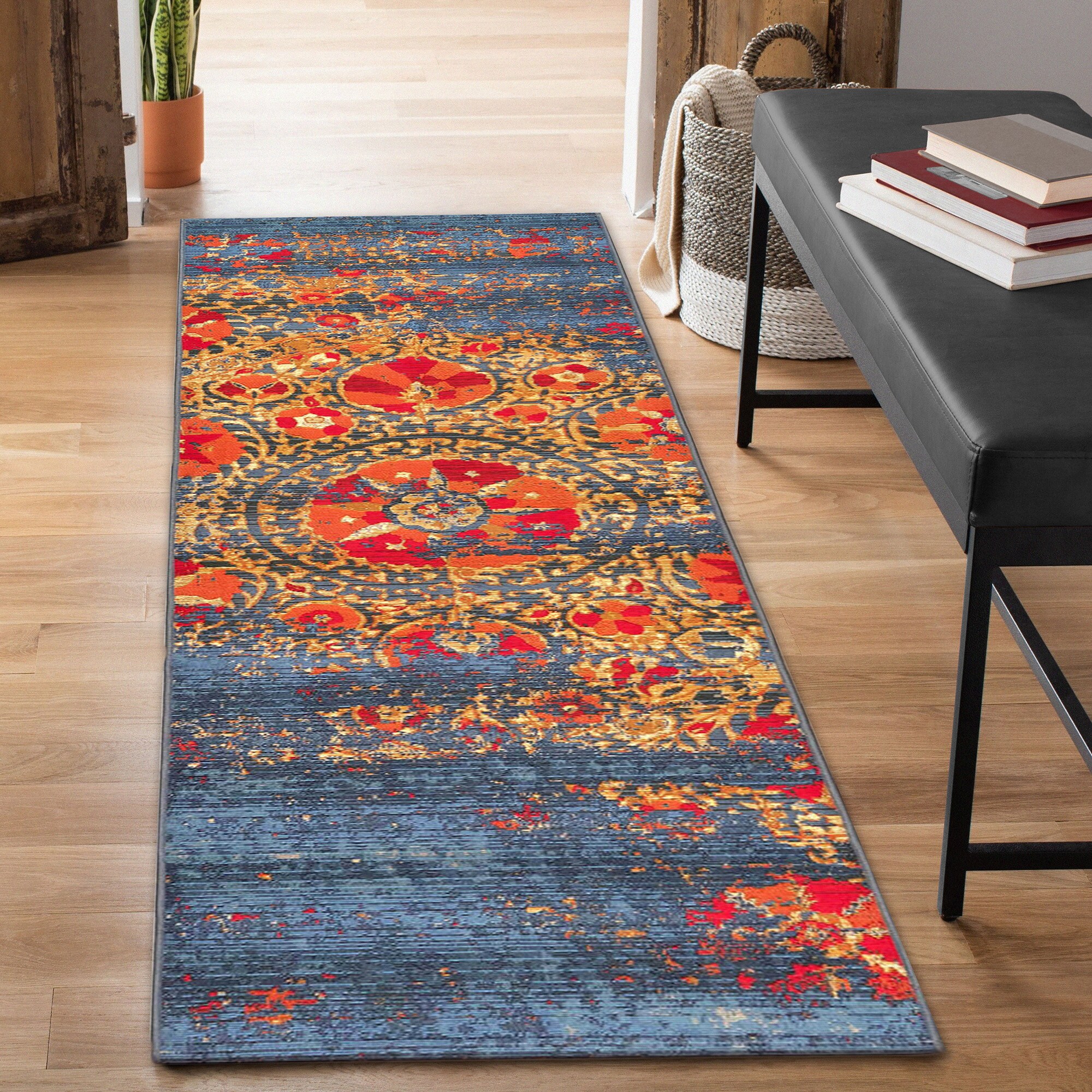 Marina Blue Flat Woven Synthetic Indoor/Outdoor Rug