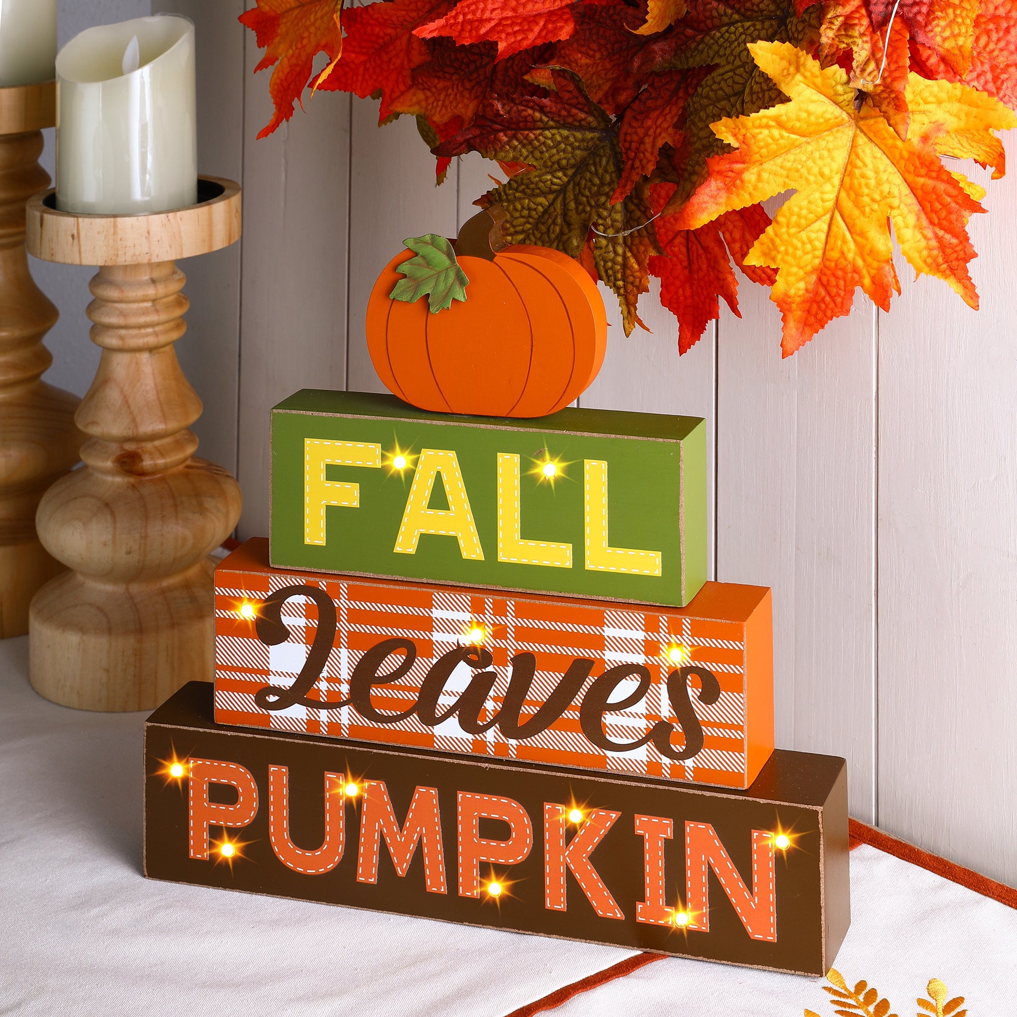 Glitzhome 12-in Lighted Pumpkin Tabletop Decoration in the Fall Decor ...