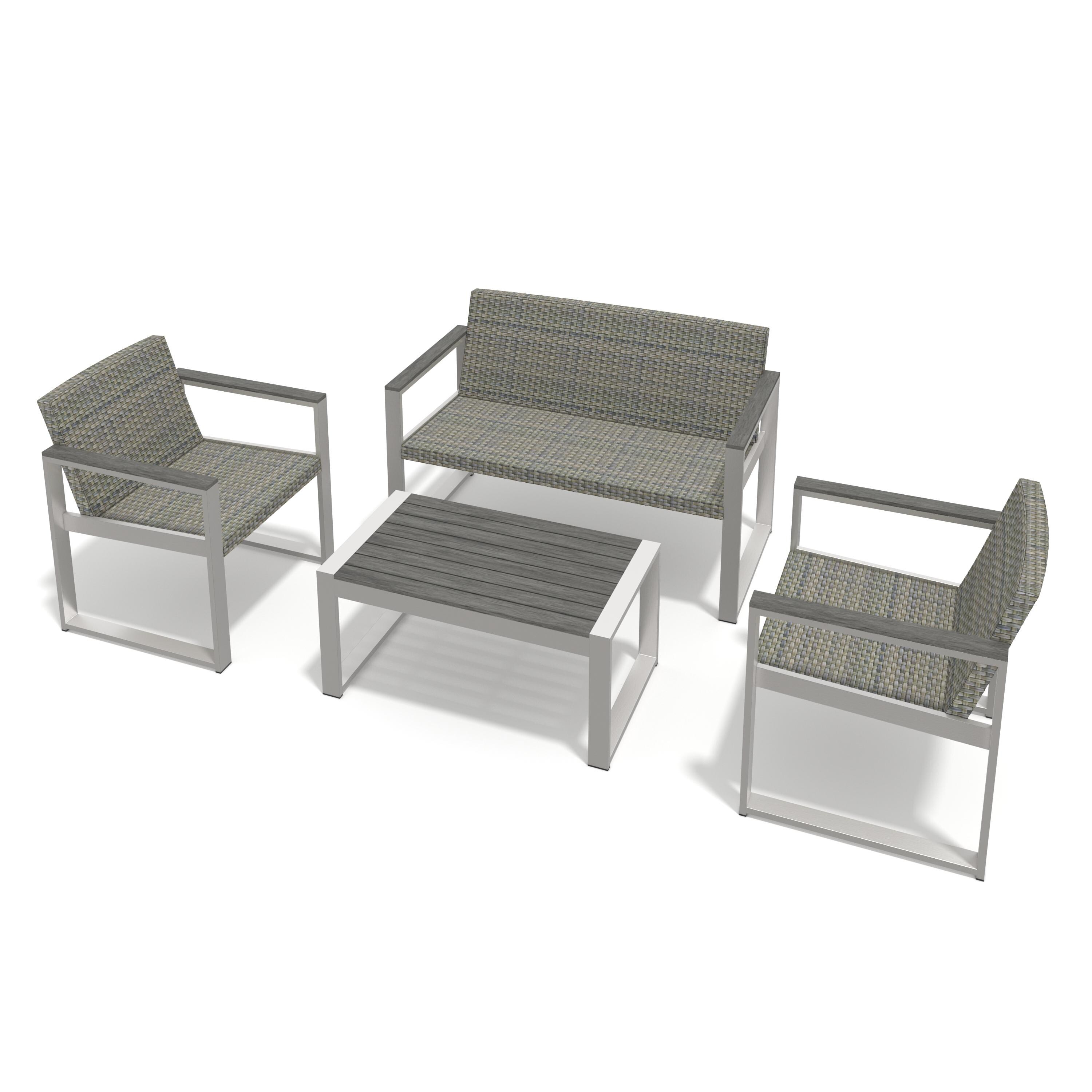 Bayfeve BF-229821-PCS 4 -Piece Rattan Patio Conversation Set with Gray Cushions
