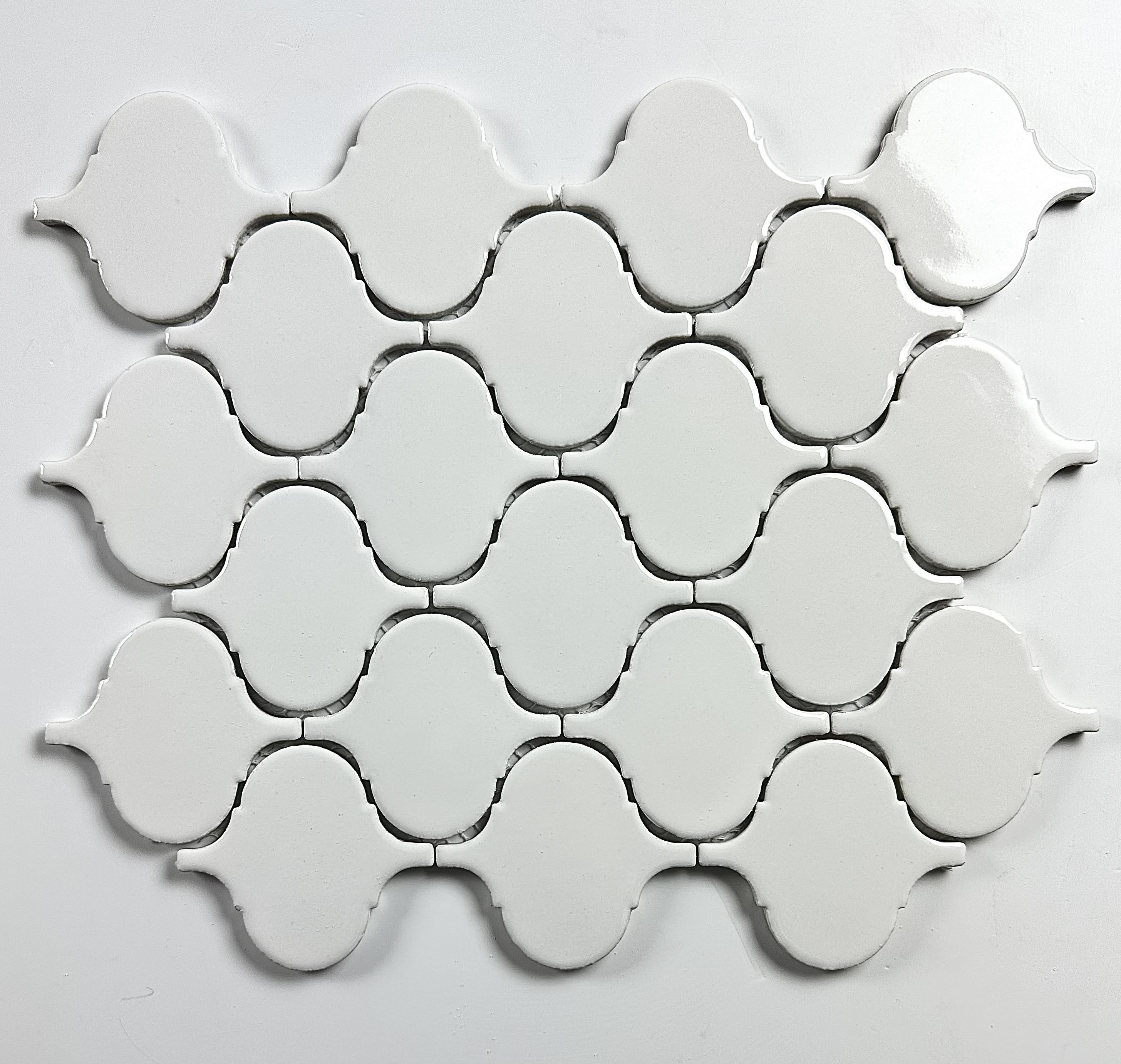 Abolos LWSMNTARAB-WH Monet White/Glossy 9-in x 12-in Glazed Porcelain Patterned Arabesque Mosaic Wall Tile ( 22.12-sq ft Carton )