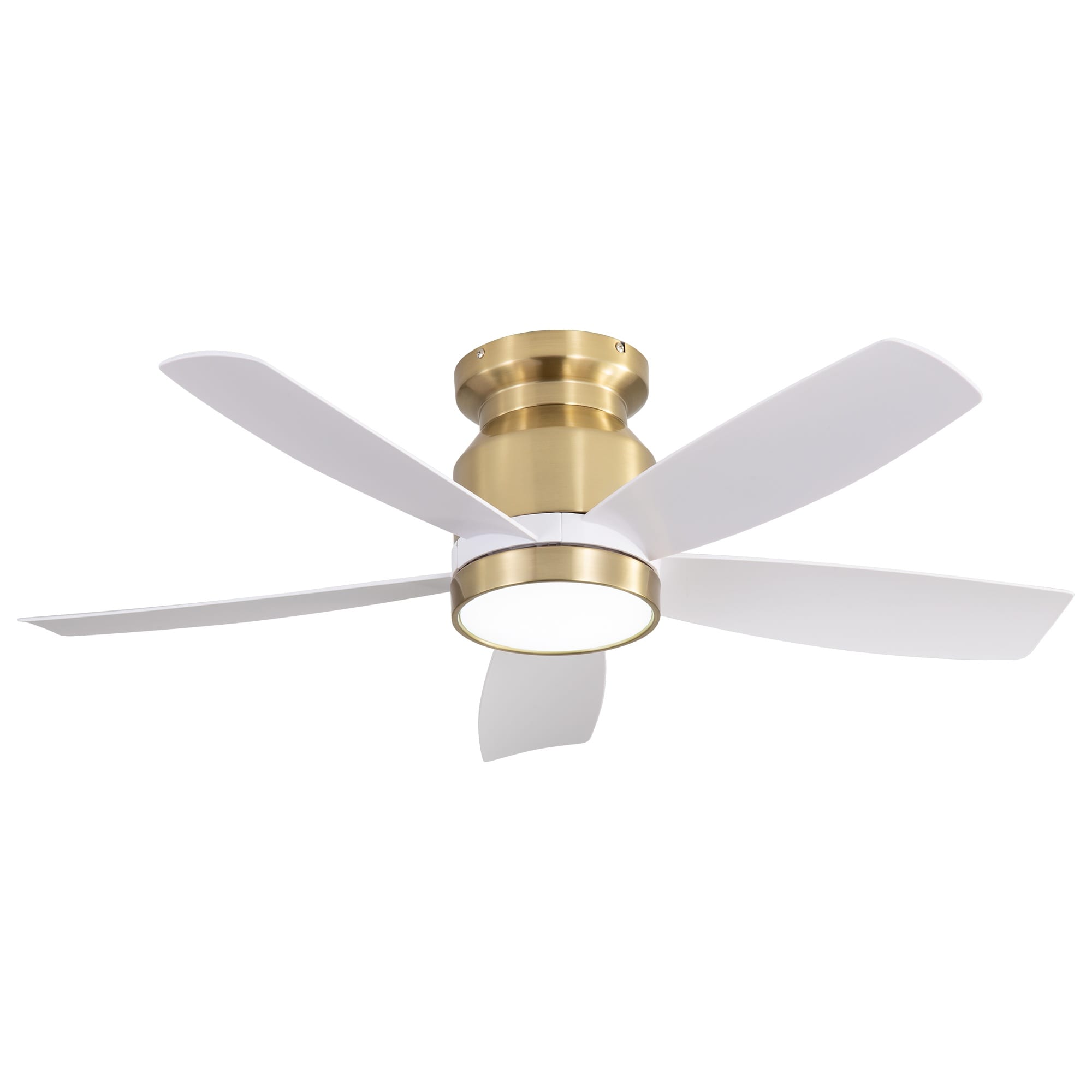 Yardreeze 42-in Gold LED Flush Mount Ceiling Fan With Light and Remote Control Included
