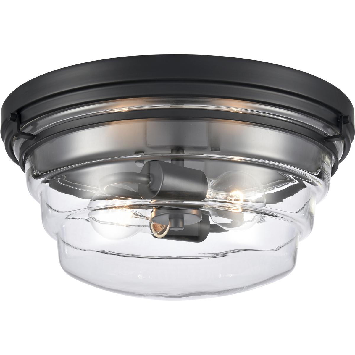 Atlas Lighting and Home - CL11424-BK Boyer 2 Light 14 inch Matte Black Flush Mount Ceiling Light