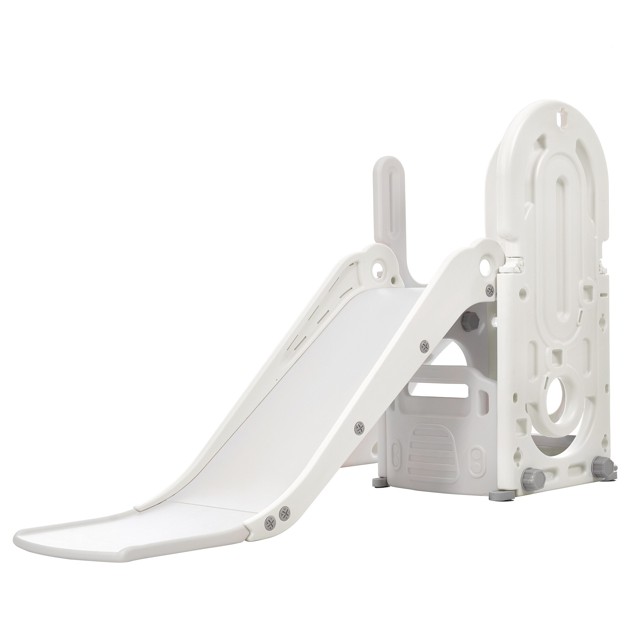 Miki Shinly MRS-3AAE-18QI 4-in-1 HDPE IToddler Climber and Slide Set with Basketball Hoop, Climber in Gray