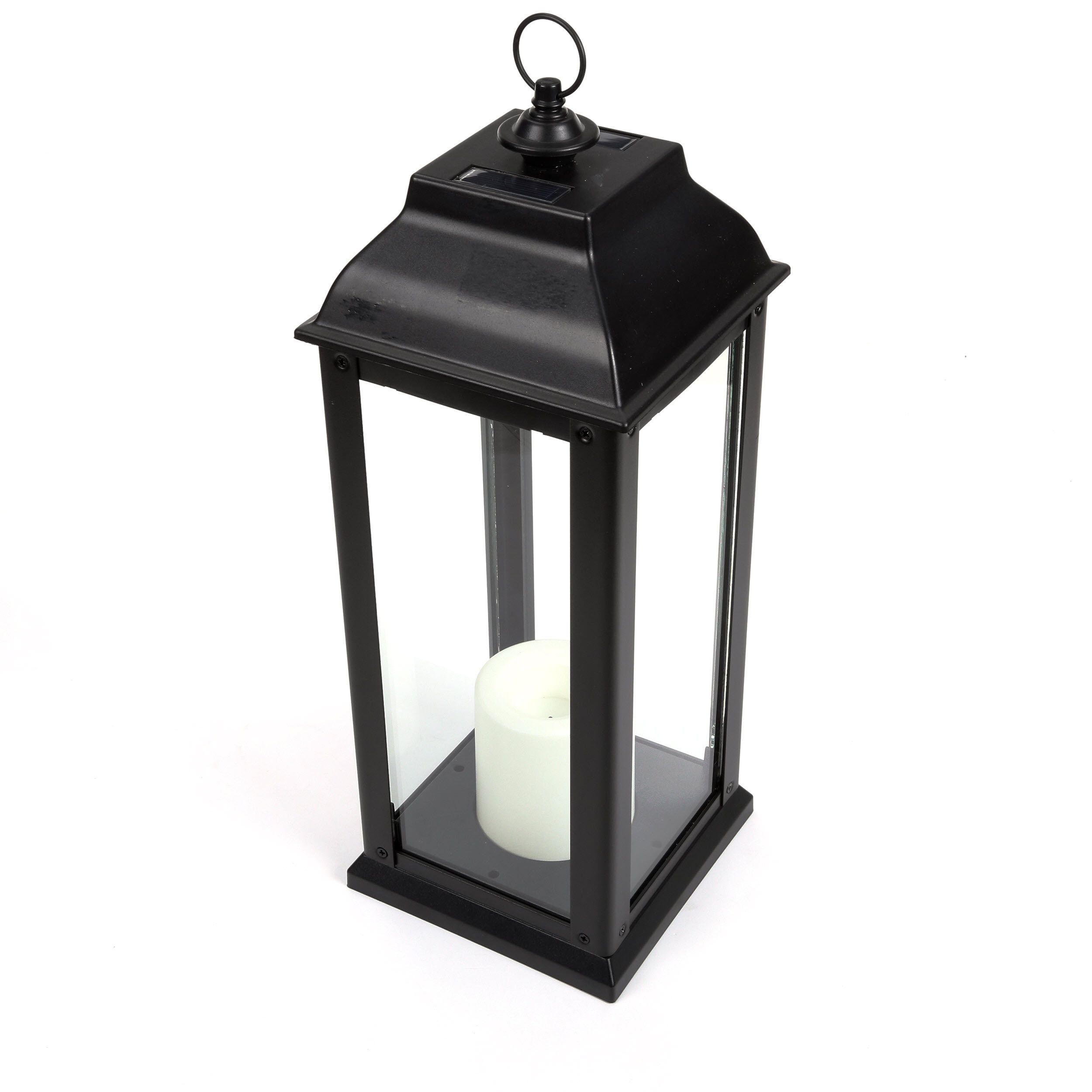 Allen + Roth 4-in x 6.6-in Black Metal Solar Outdoor Decorative Lantern