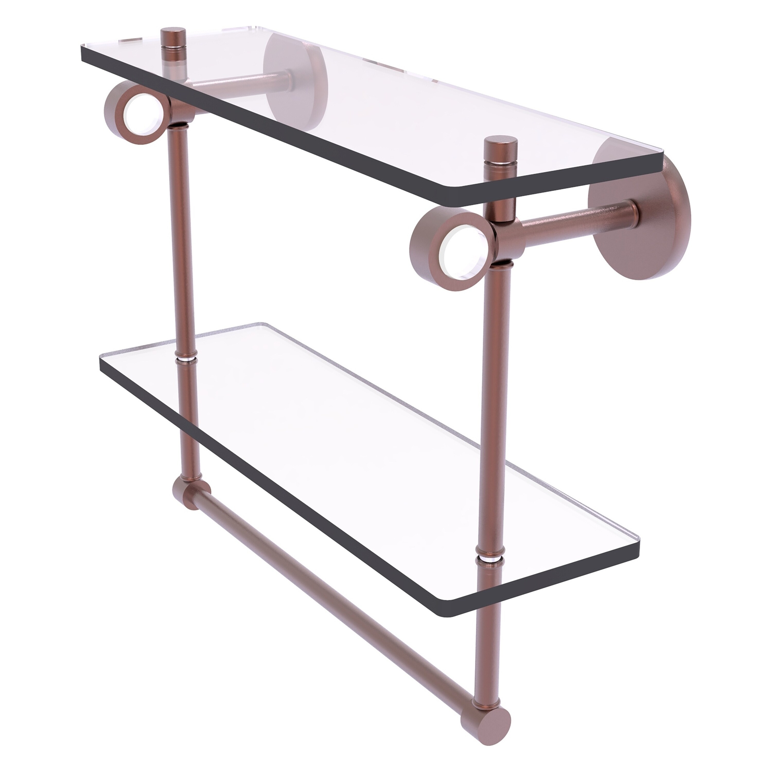 Allied Brass CV-2TB-16-CA Clearview Antique Copper 2-Tier Wall Mount Bathroom Shelf (16-in x 12.8-in x 5-in)
