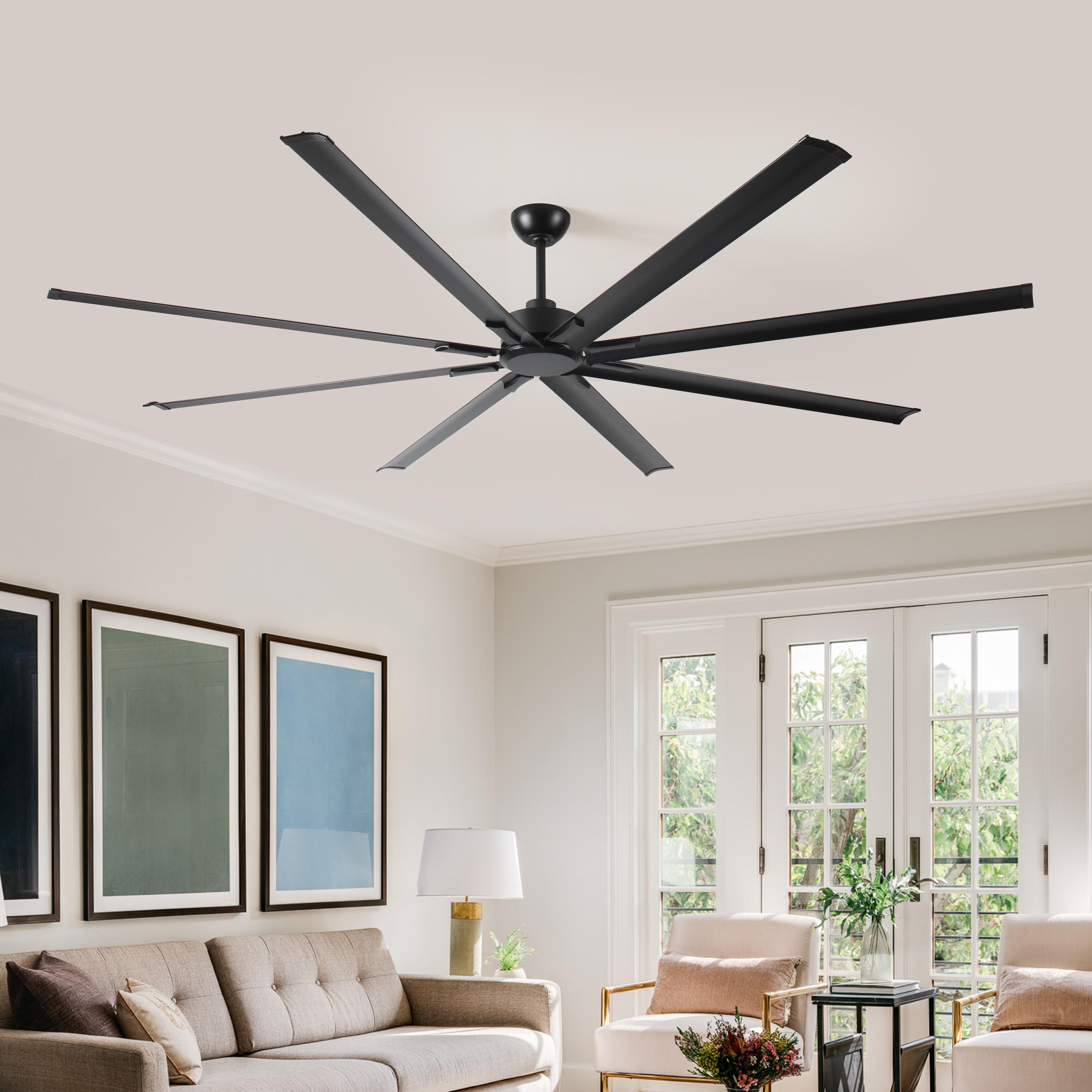 Bayfeve Adjustable Speed 96-in Black with Black Aluminum Blades Covered Outdoor Ceiling Fan Without Light and Wall Control Included 8 -Blade