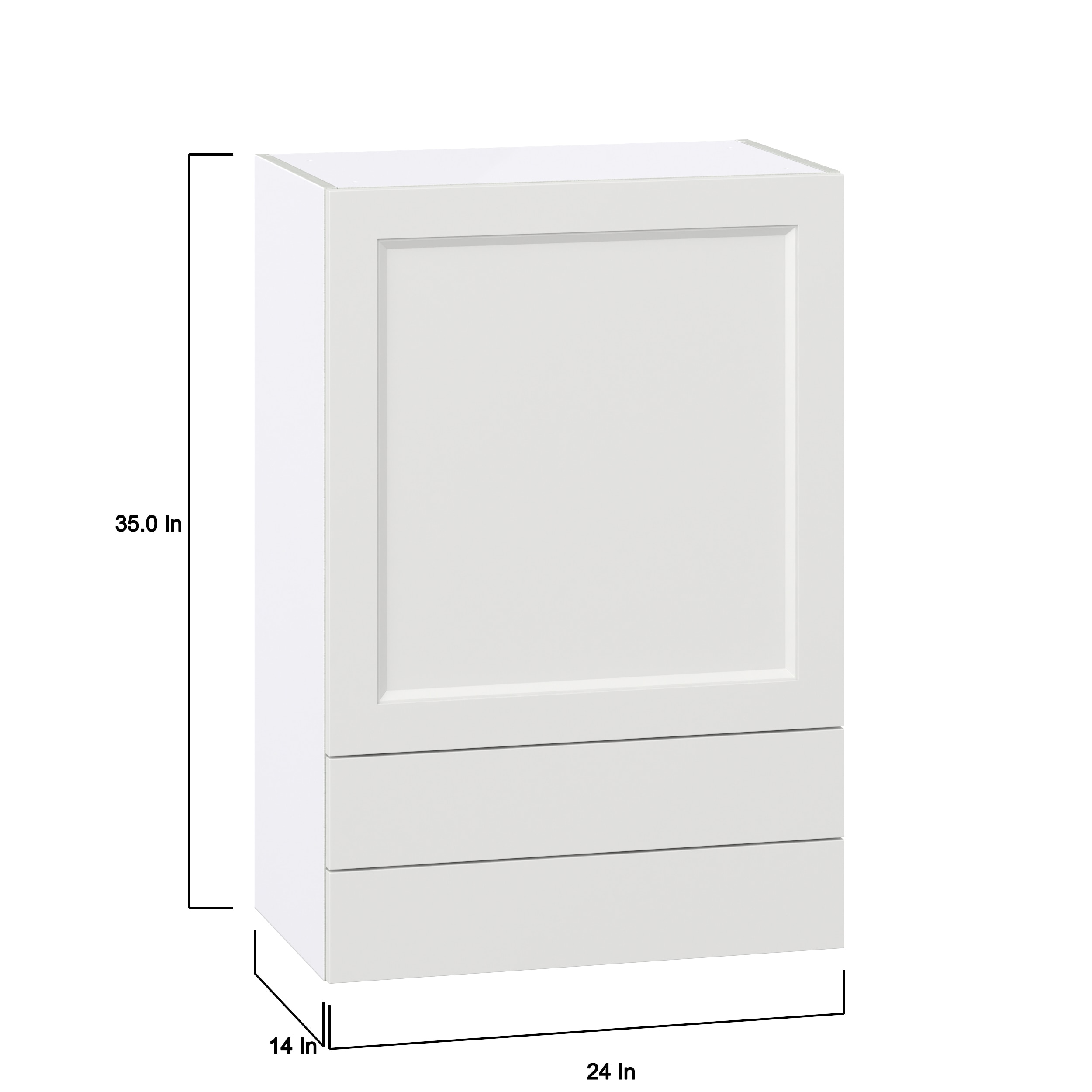 Hugo&Borg Riviera 24-in W x 35-in H x 14-in D Bright White 2-Drawers Wall Fully Assembled Cabinet (Recessed Panel Shaker Style)