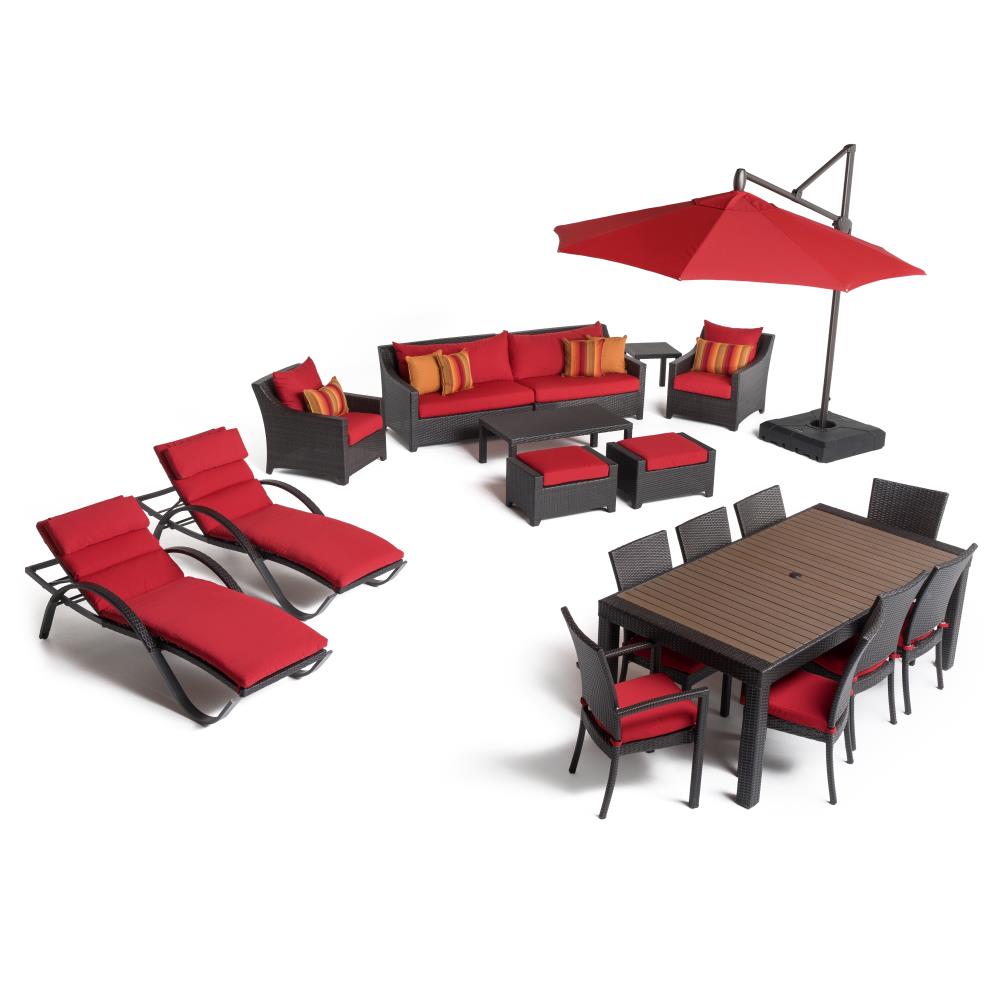RST Brands OP-PEEC20-SUN-K Deco 20-Piece Wicker Patio Sofa Conversation Set with Red Sunbrella Cushions