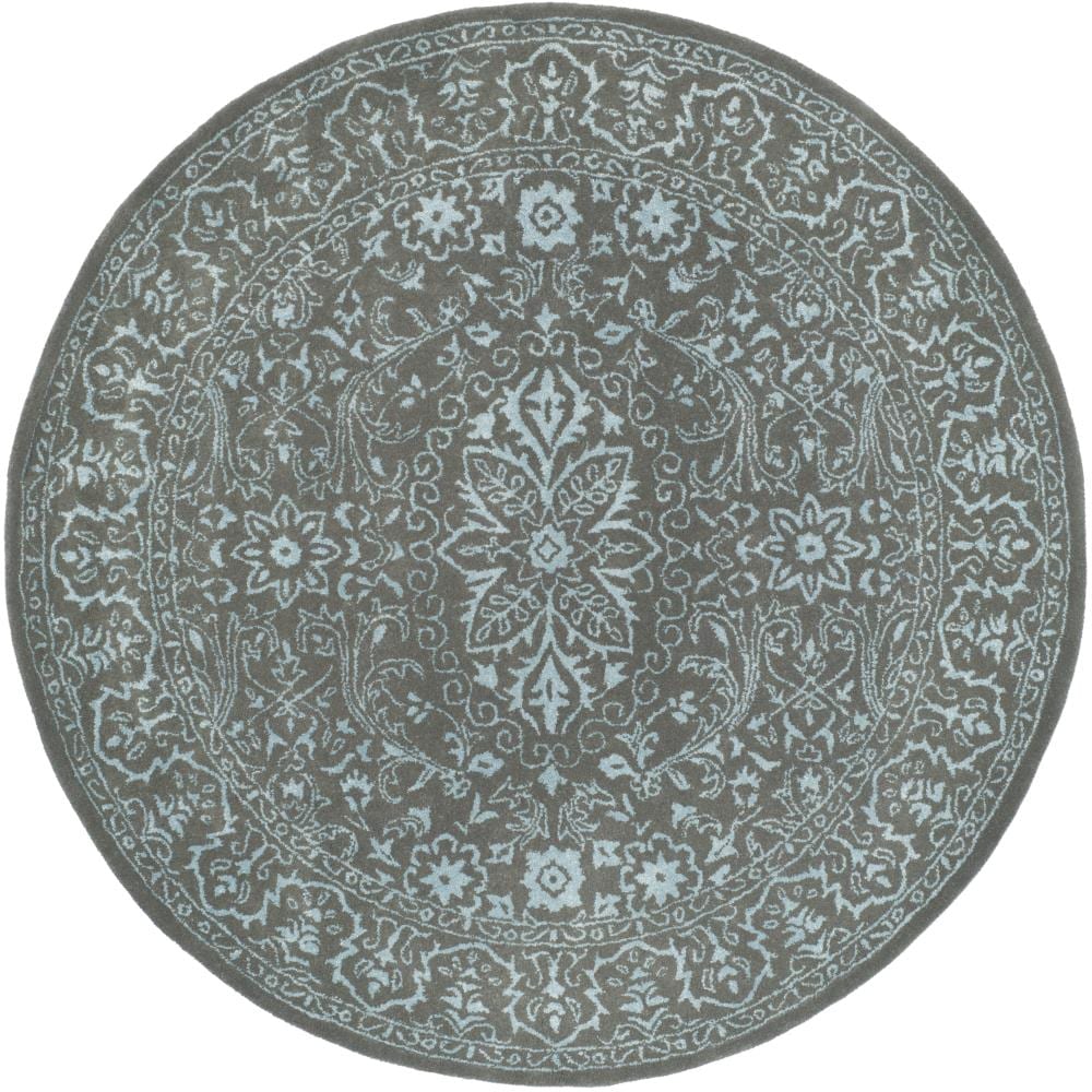 Safavieh GLM516E-6R Glamour Cleo 6 x 6 (ft) Tufted Synthetic Blue/Dark Gray Round Indoor Floral/Botanical Vintage Area rug