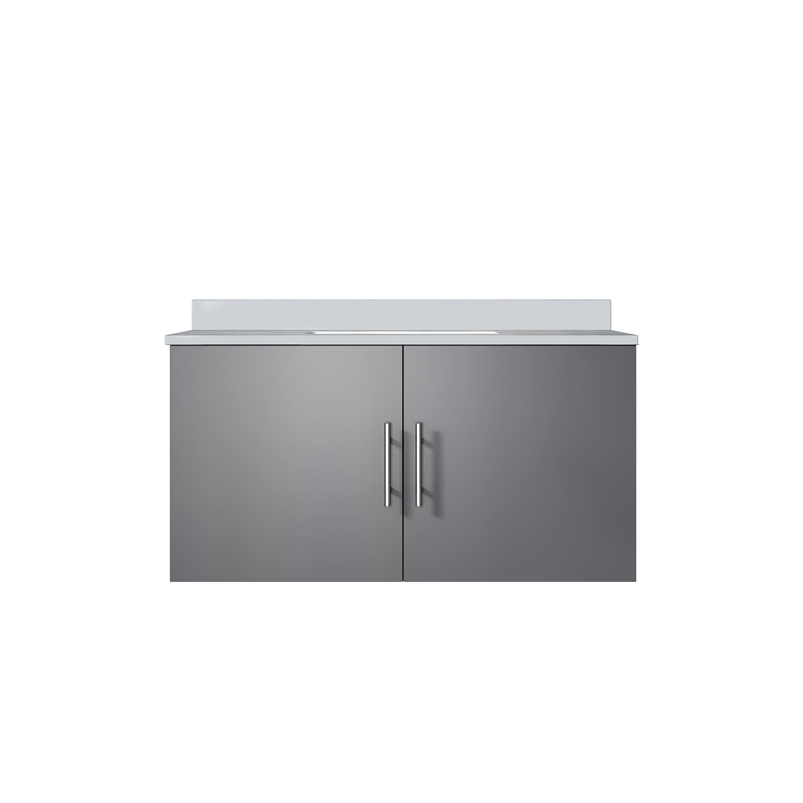Lexora LVG36SB200 Geneva 36-in Dark Grey Undermount Single Sink Floating Bathroom Vanity with White Quartz Top