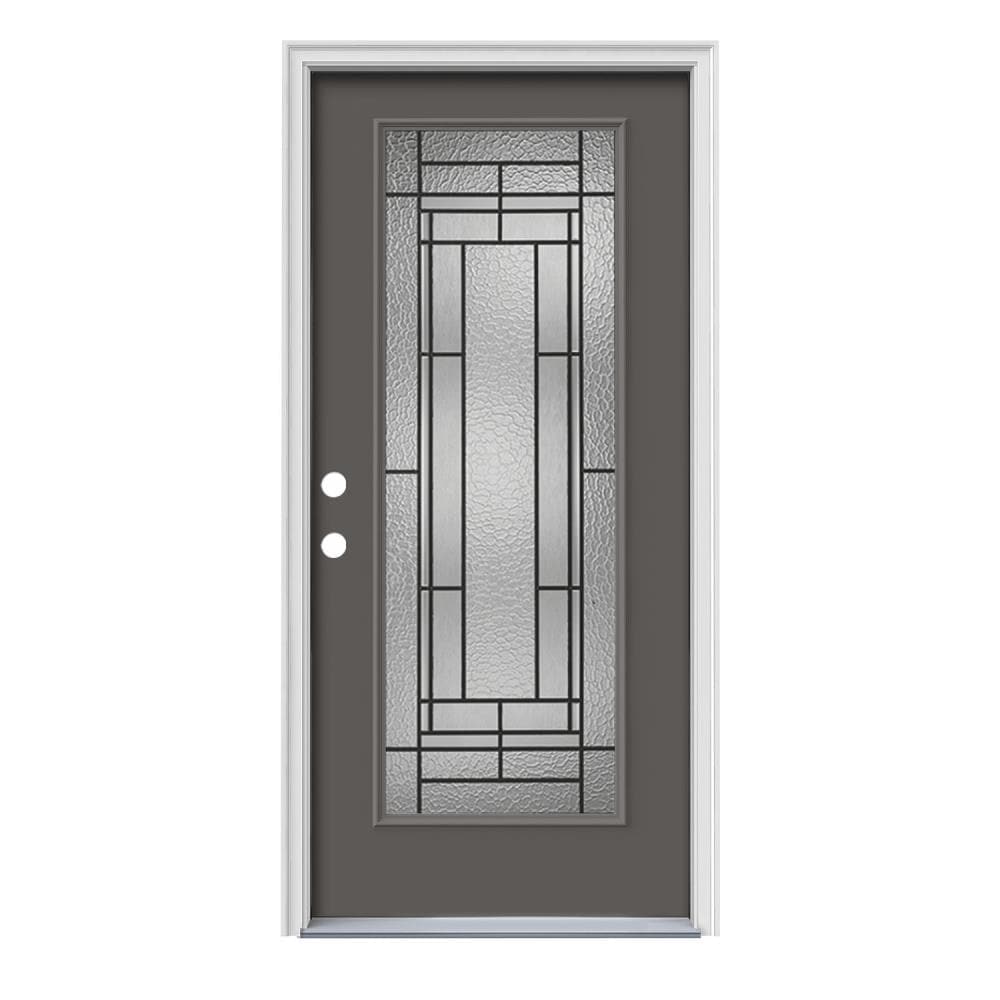 JELD-WEN Crosslines 36-in x 80-in Steel Full Lite Right-Hand 