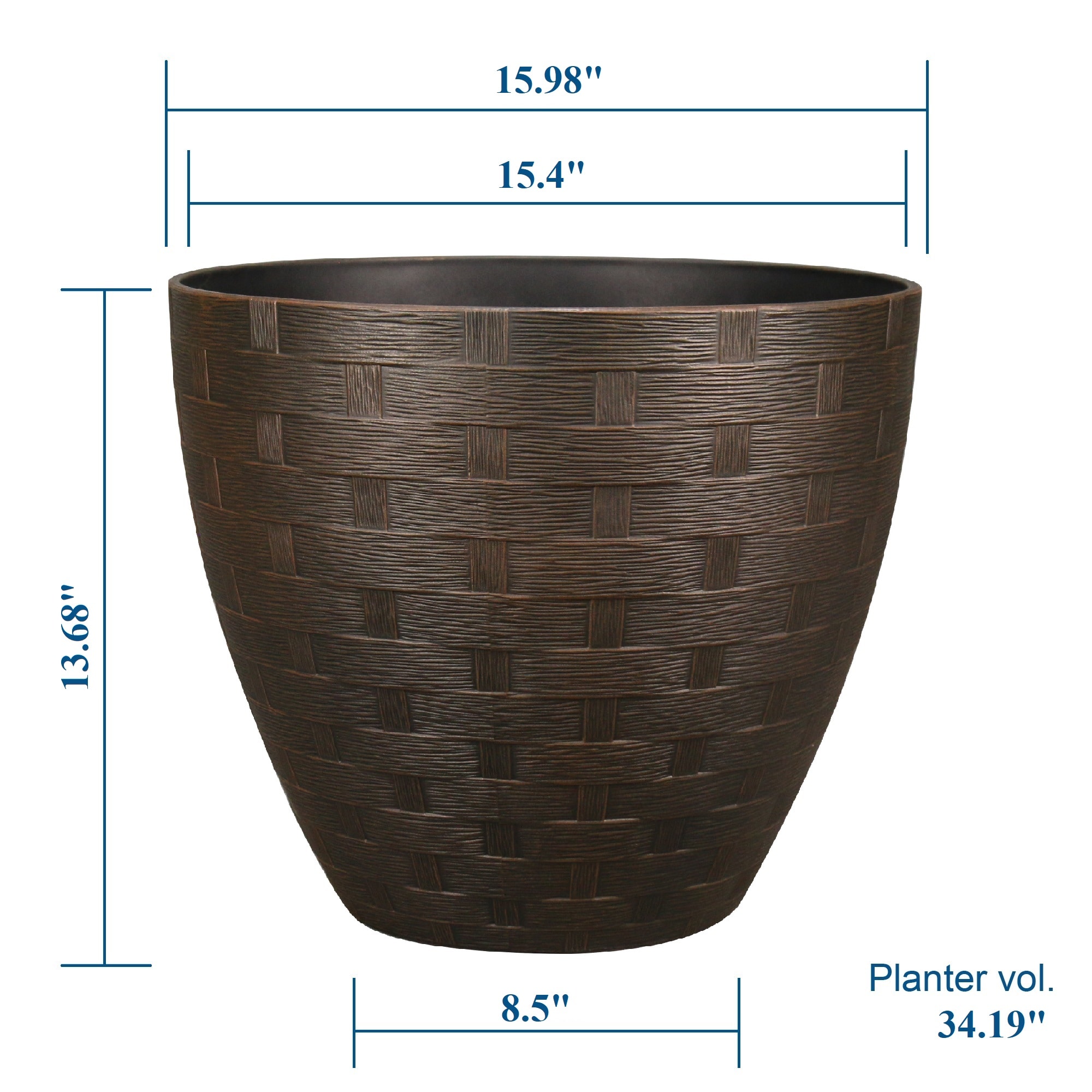 allen + roth Cone 15.4-in W x 13.68-in H Brown Resin Contemporary ...