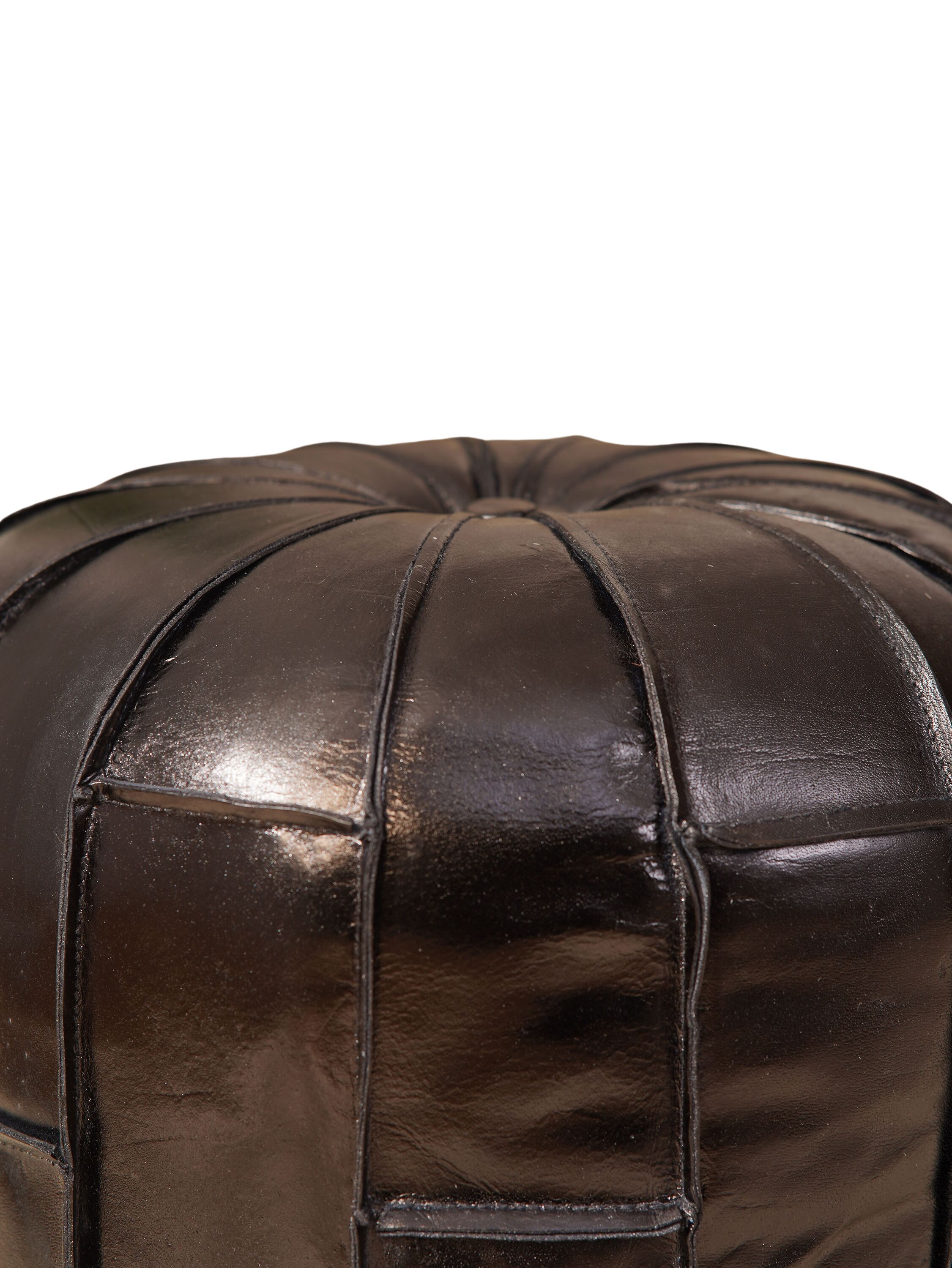 Rugsotic Carpets Solid Handmade Buffalo Leather Round Pouf 18 x 18 x 18 ...