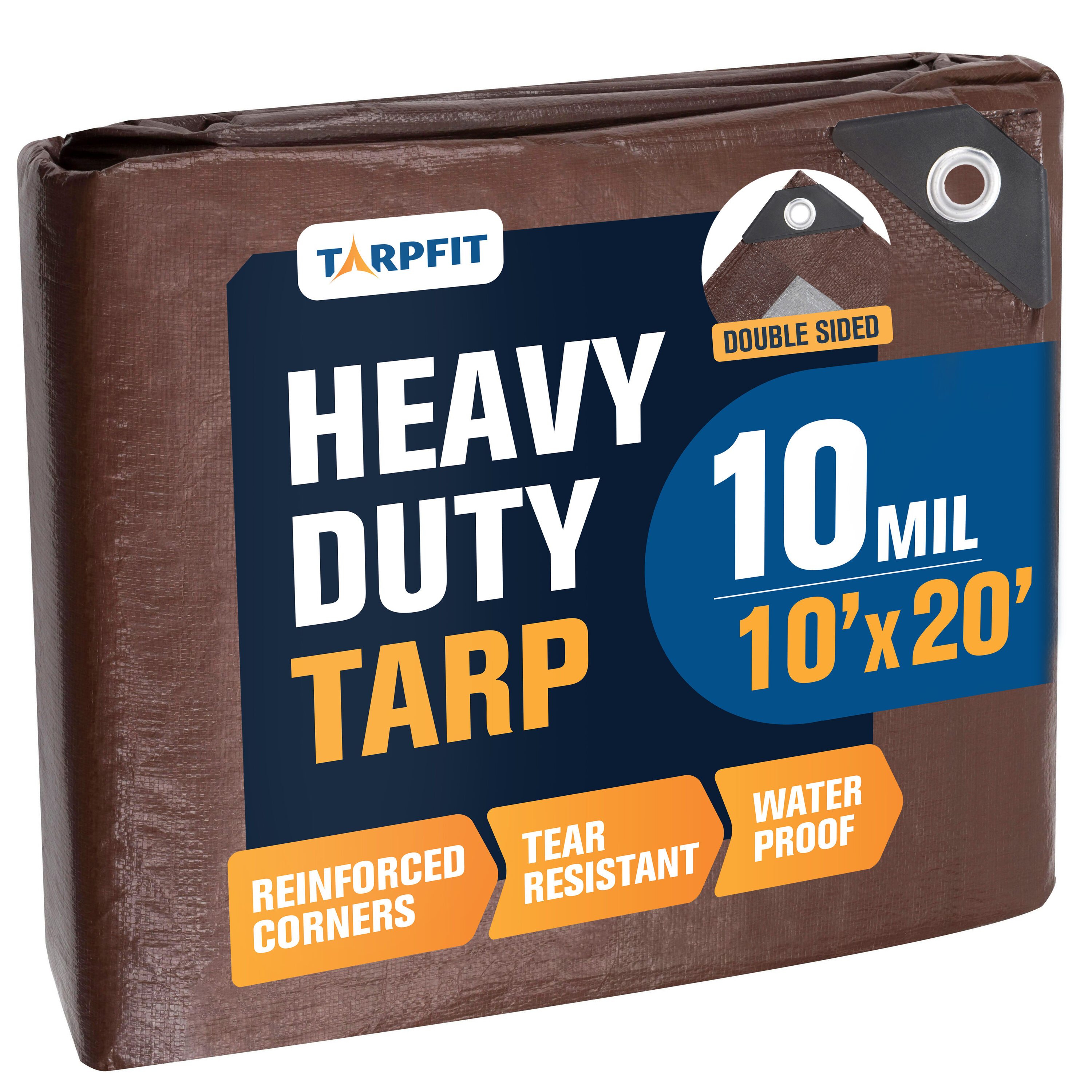 TARPFIT T10F-BS1020 10-ft x 20-ft Brown Waterproof Commercial Polyethylene 10-mil Tarp