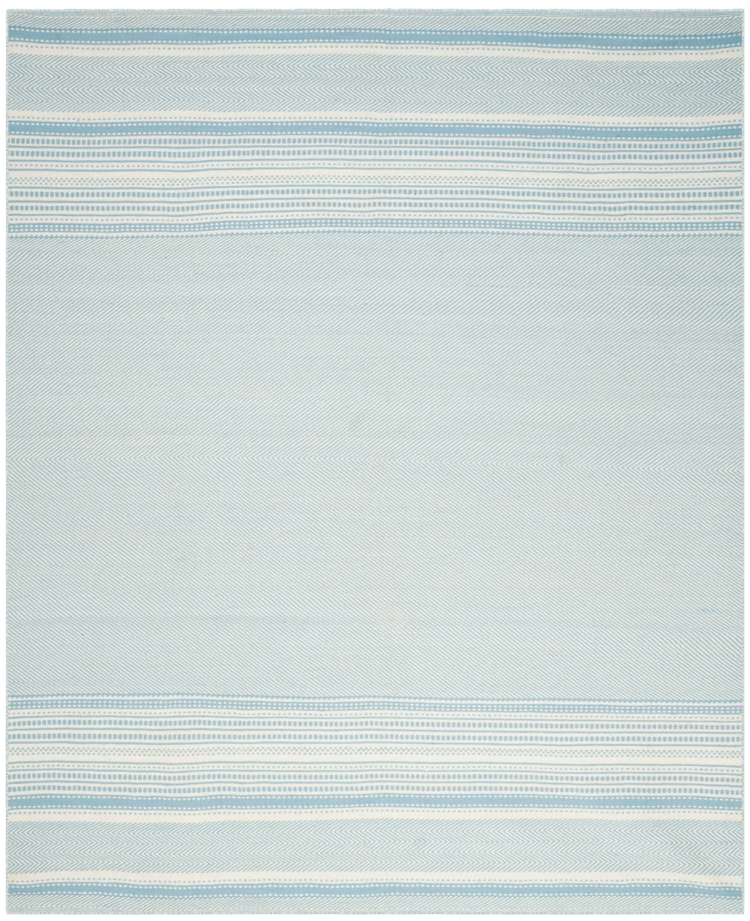 Safavieh KLM419A-9 Kilim Diya 9 x 12 (ft) Wool Light Blue/Ivory Rectangular Indoor Stripe Oriental Area rug