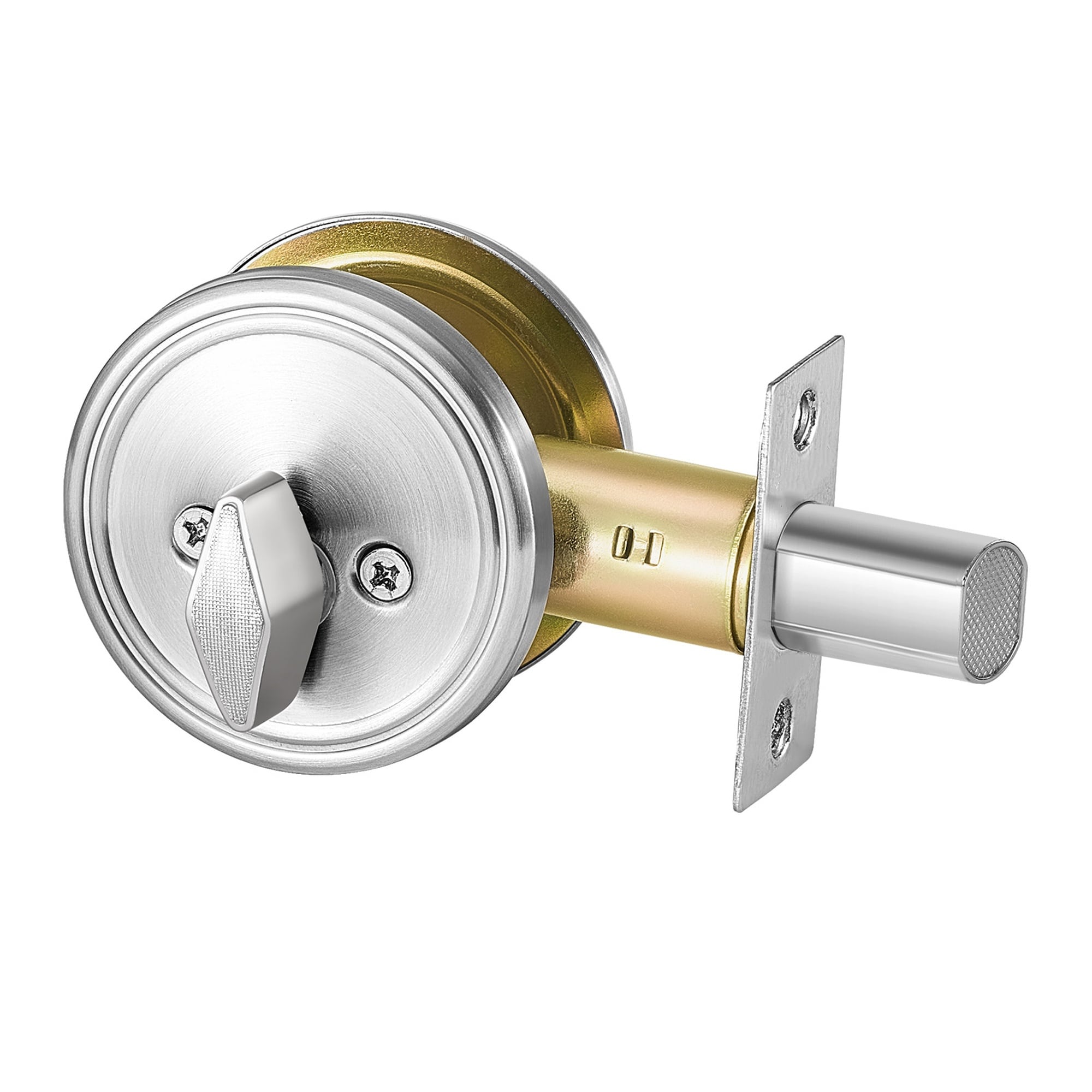 HyperDrop Cart Round Single Cylinder Deadbolt Lock Keyed One Side Satin Nickel With 3 Keys