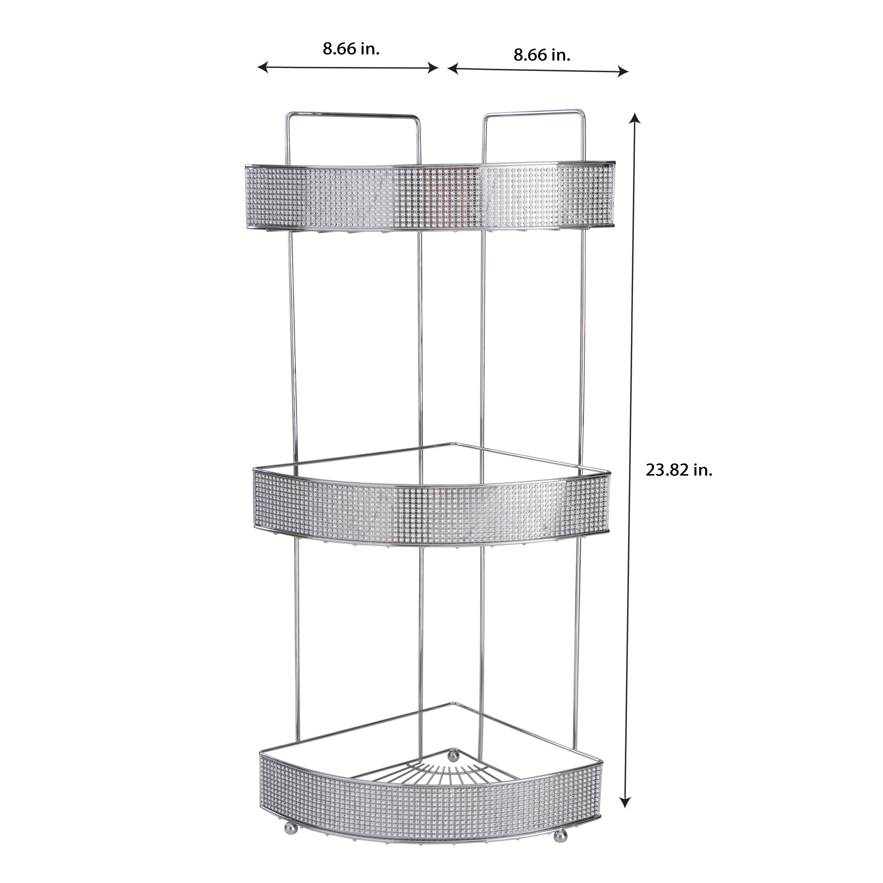 Bath Bliss Chrome Steel 3-Shelf Floor Freestanding Shower Caddy 9