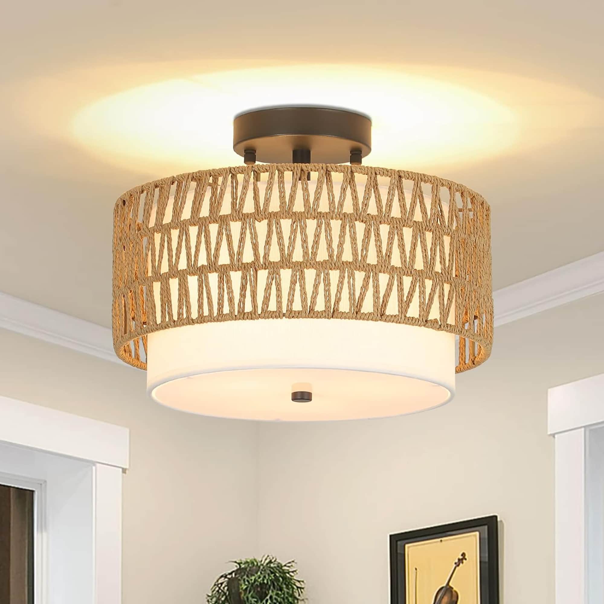 Fun Orange FUNQ3DJ17 Bohemian 3 -Light 12.6-in Brown Indoor/Outdoor Semi Flush Mount Light