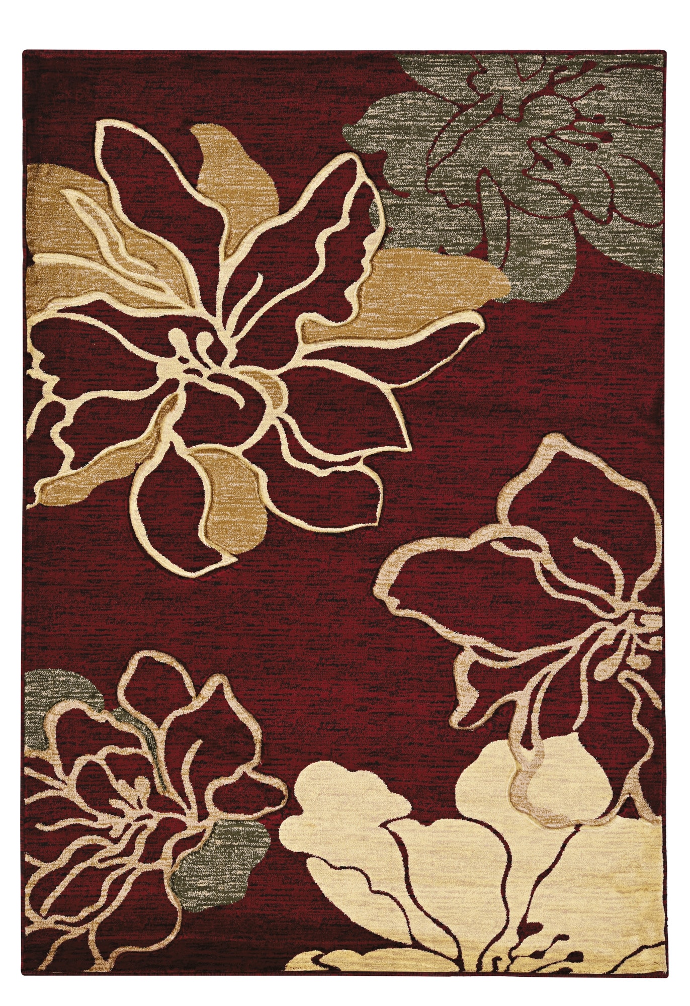 Linon RUG-MN3658 Milan 5 X 8 (ft) Red Indoor Floral/Botanical Area Rug