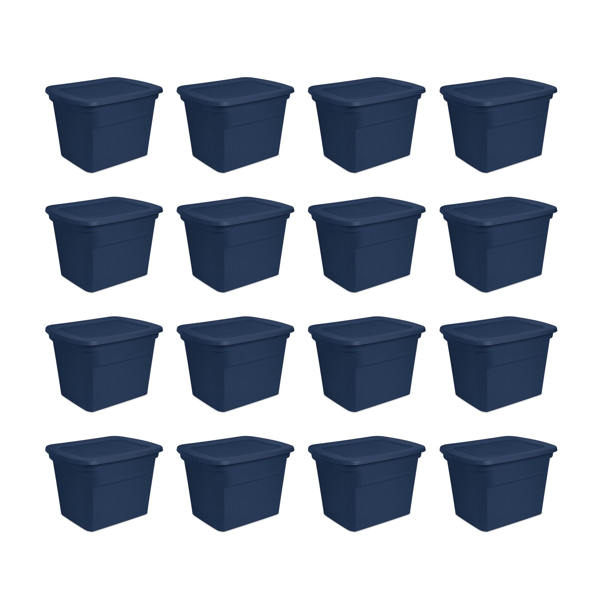 Sterilite 284623 16 -Pack ( 18.4-in W x 16.2-in H x 23.5-in D ) Marine blue Plastic Stackable Bin