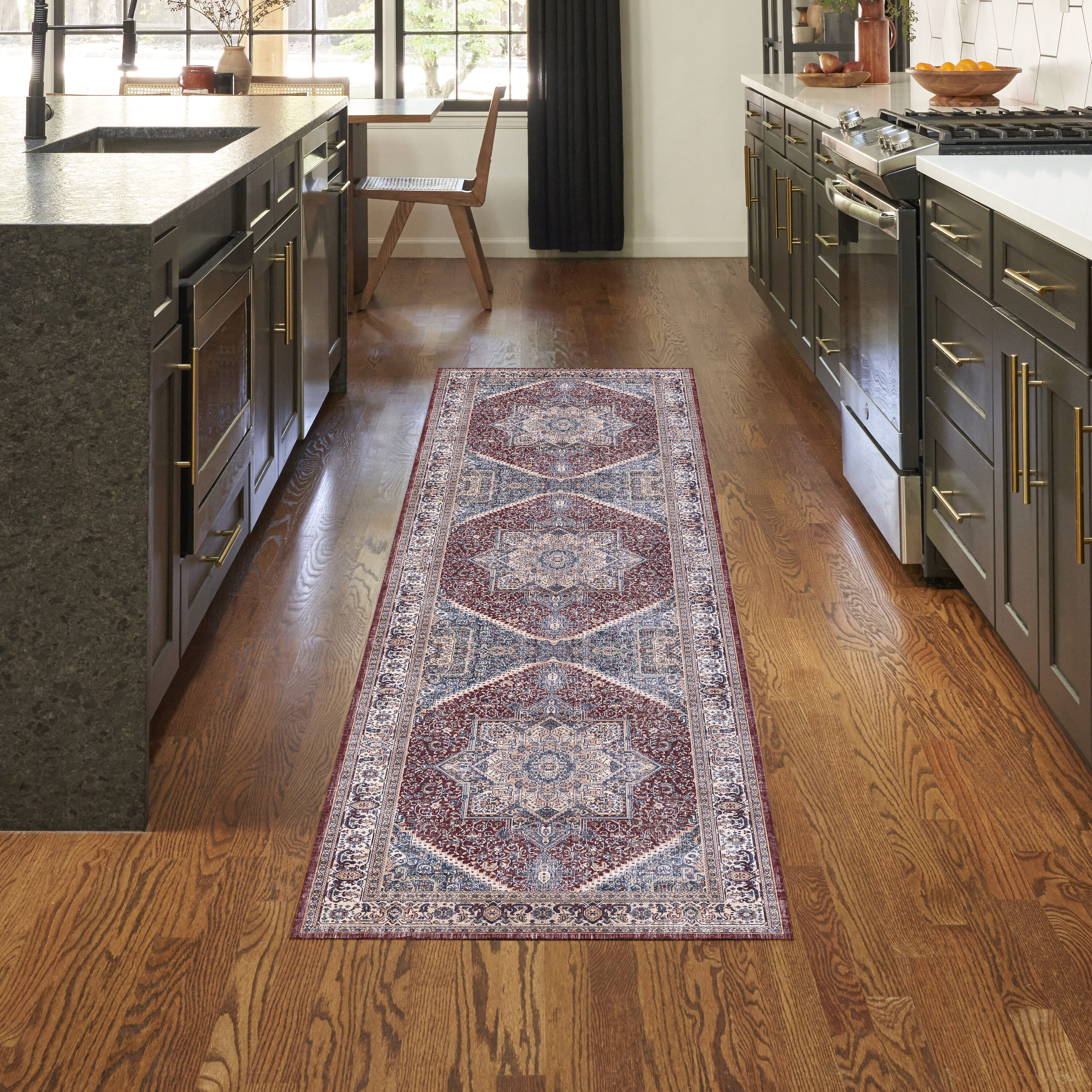 Nourison Home 099446930736 Vintage Home 2 x 8 (ft) Polyester Red Blue Rectangular Indoor Medallion Persian Runner rug