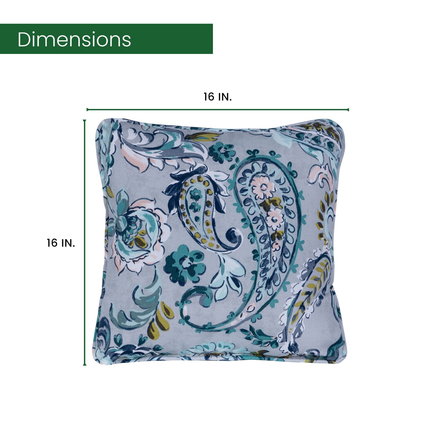 Hanover 2-Pack Paisley Grey/Blue Square Throw Pillow at Lowes.com