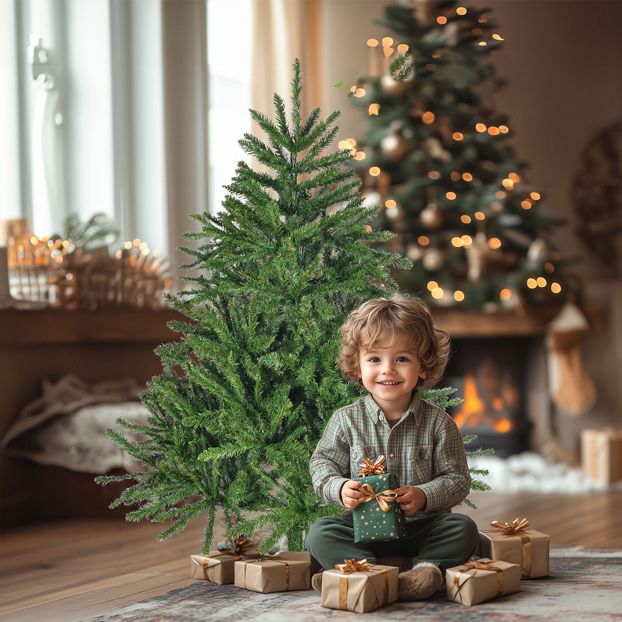 AAZJ NBC-CM64230 4.5-ft Spruce Pencil Artificial Christmas Tree